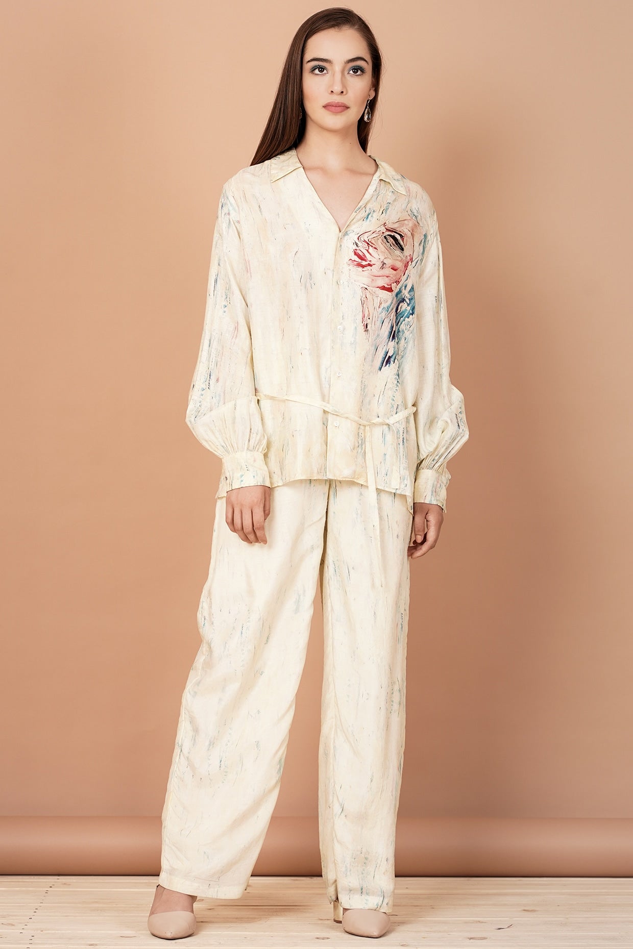Off-White Printed Tunic Set