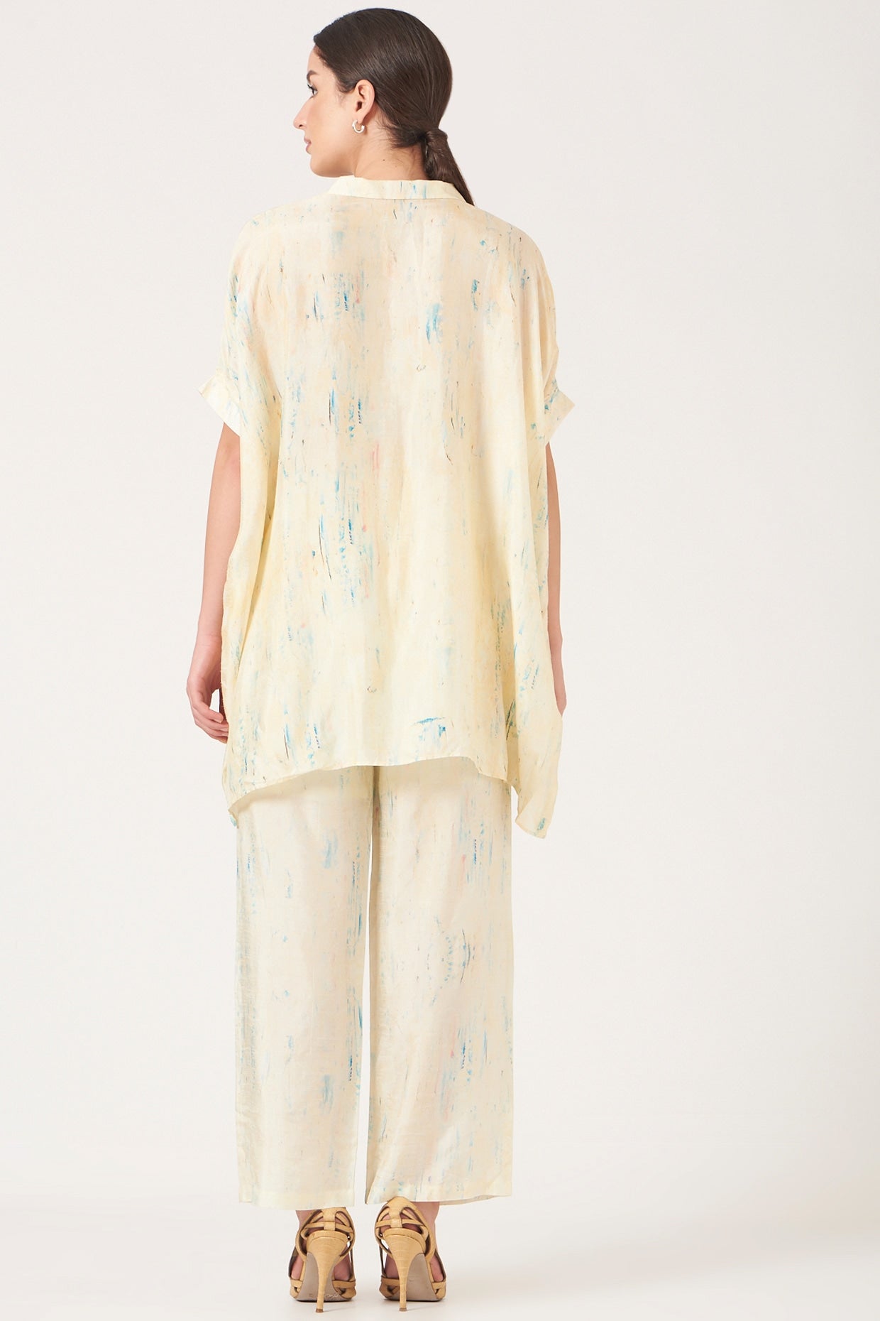 Off White Face Print Kaftan Top
