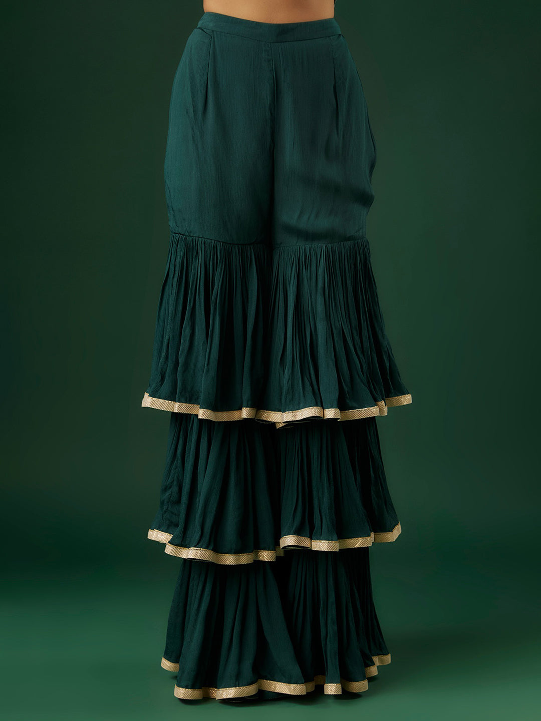 Deep Green Chinon Sharara Set