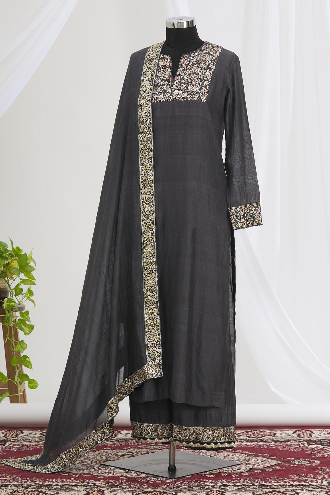 Black Embroidered Kurta Set