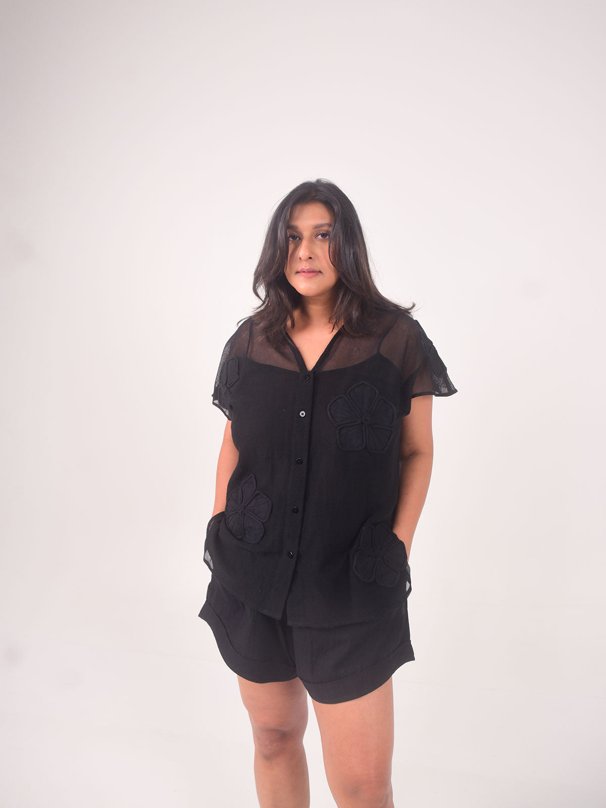 Nova Applique Cotton Net Shirt