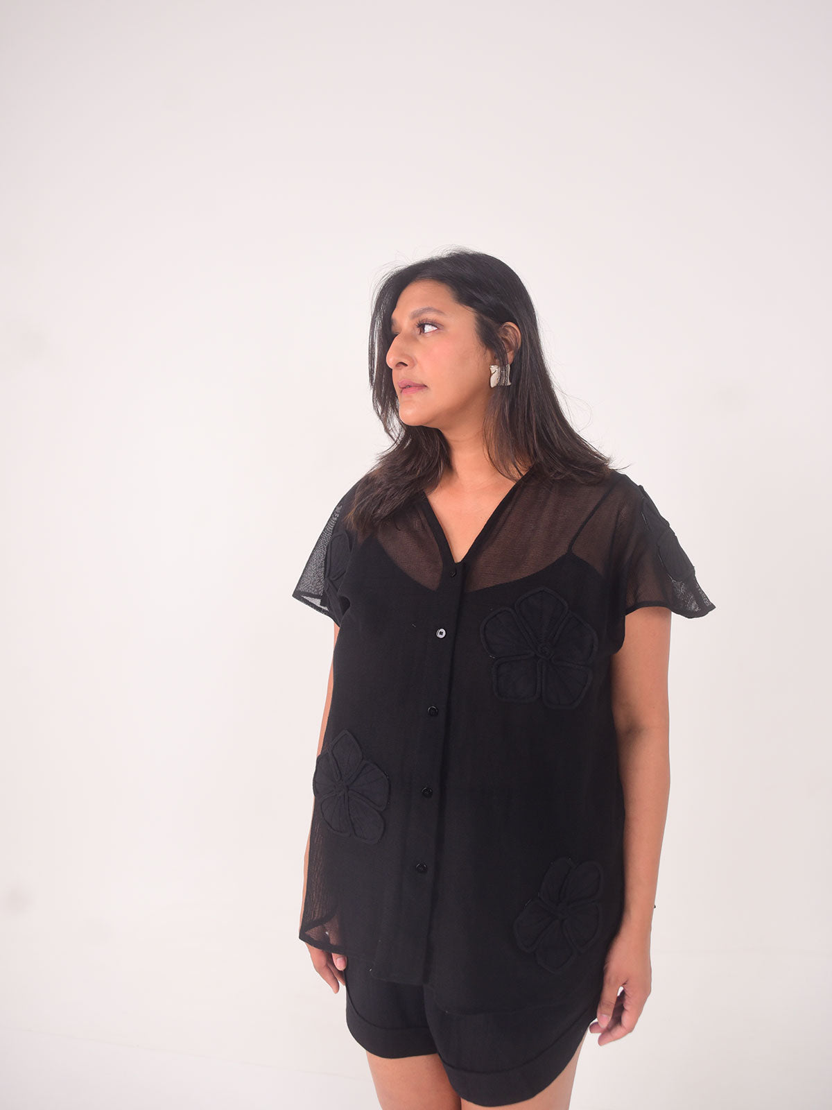 Nova Applique Cotton Net Shirt
