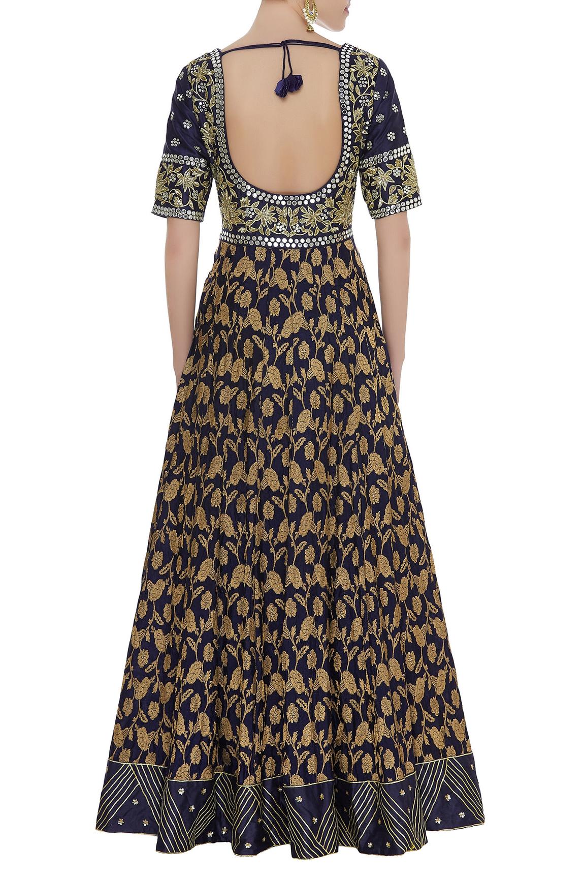 Blue Embroidered Anarkali Kurta With Dupatta