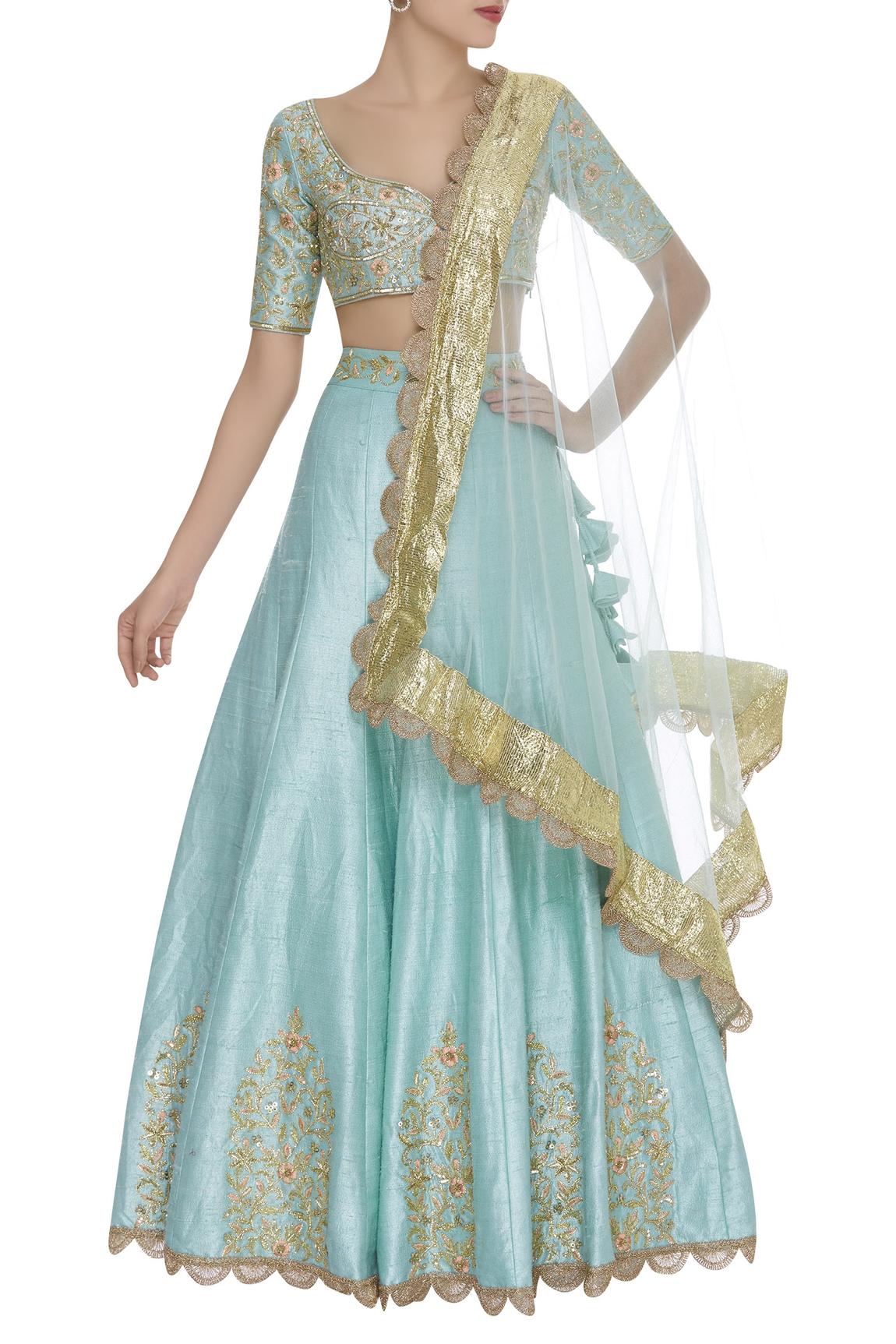 Blue Gota And Sequin Embellished Lehenga Set