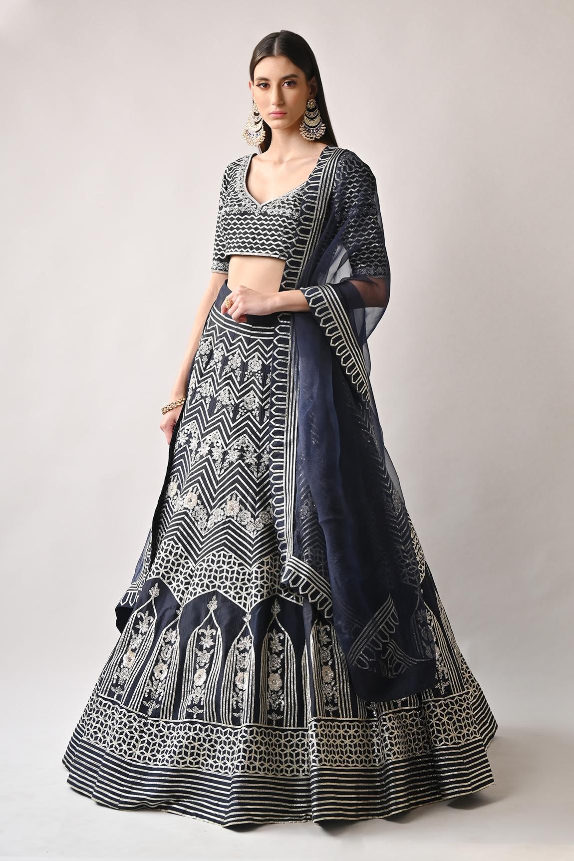 Blue Silk Lehenga Set