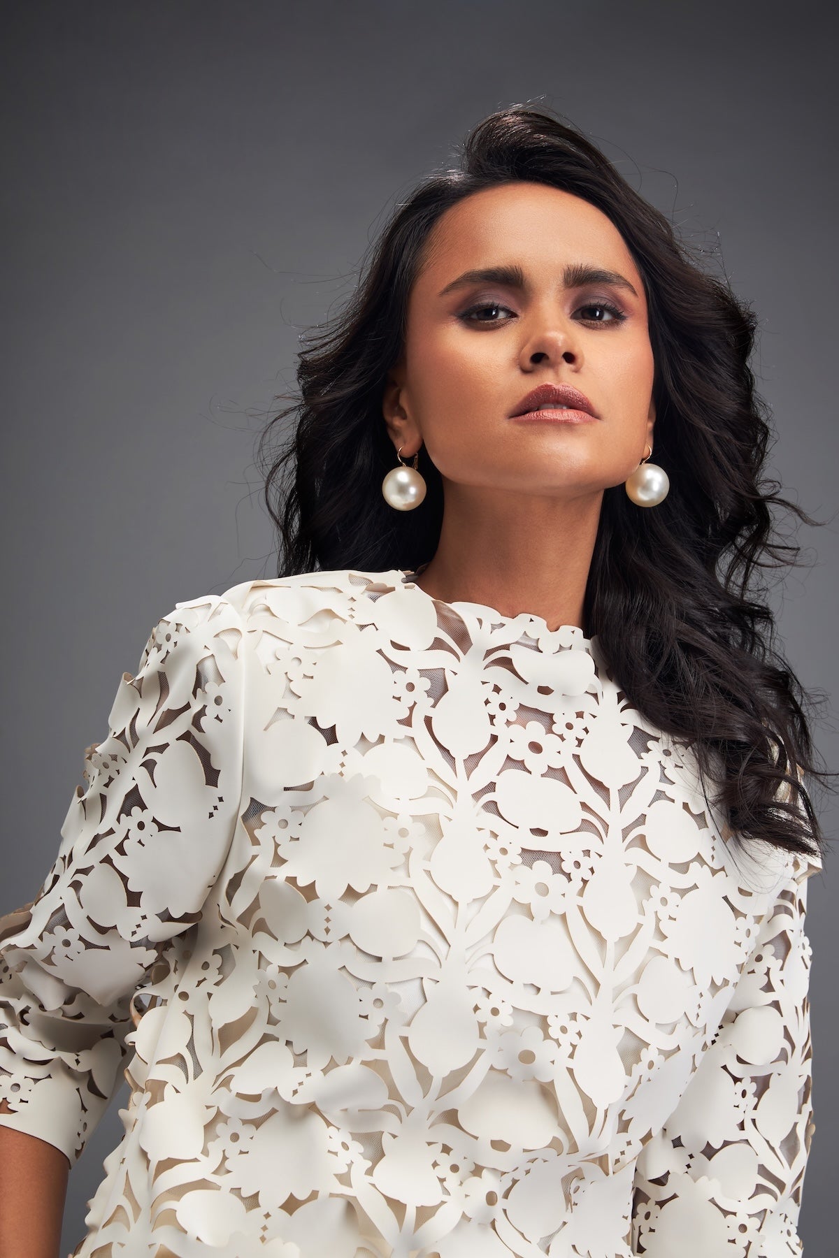 Floral-Cut Velvet Bubble Dress with Voluminous Bottom