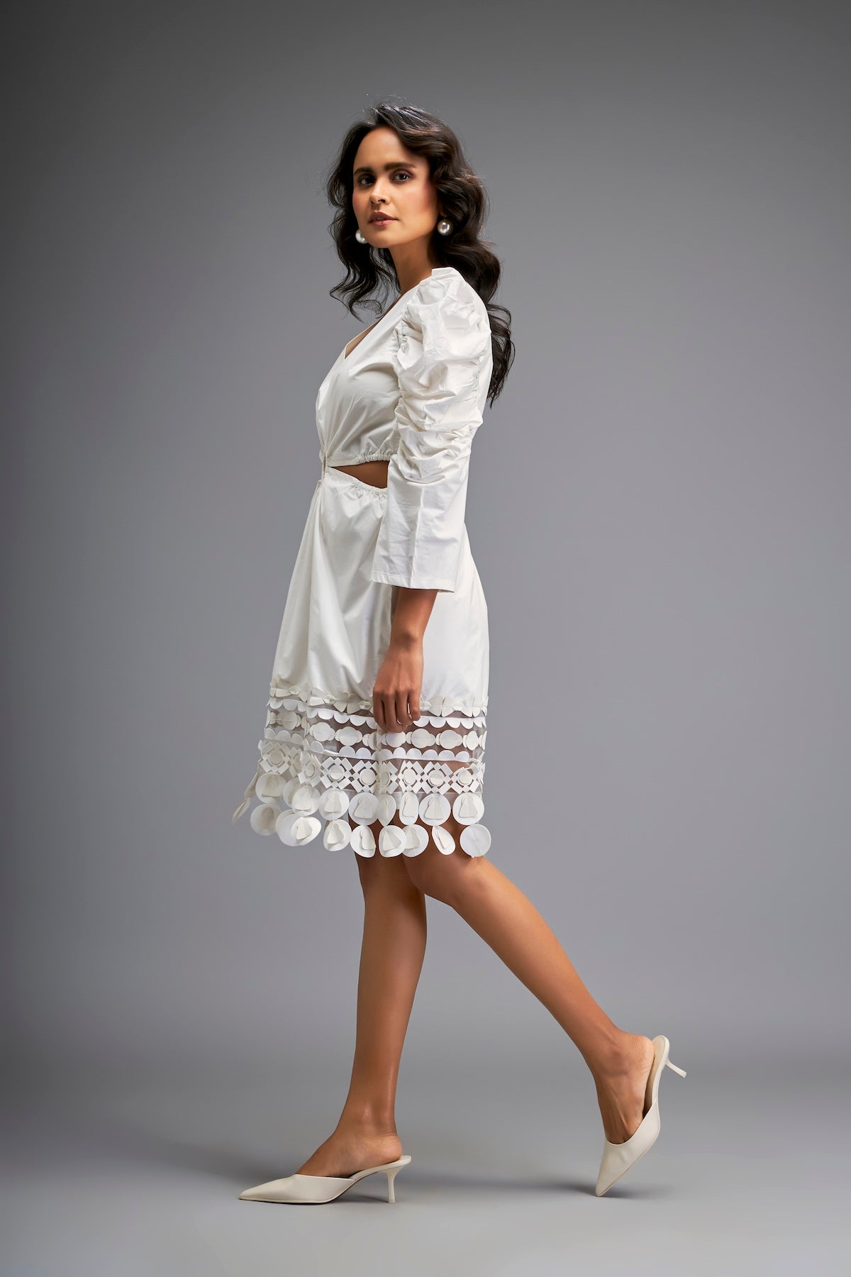 Structured Dress with Applique Hemline