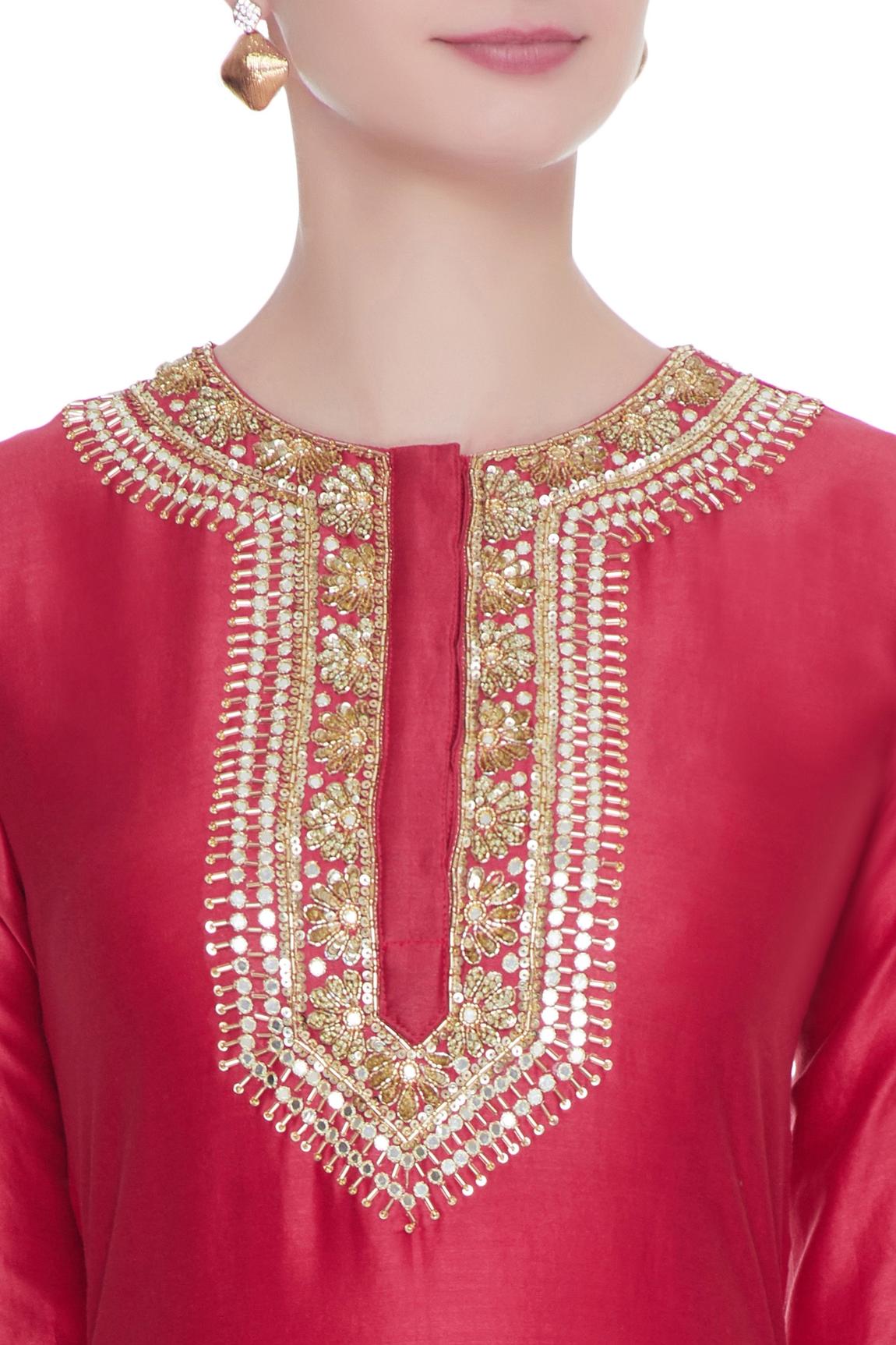 Chanderi Silk Embroidered Kurta Set