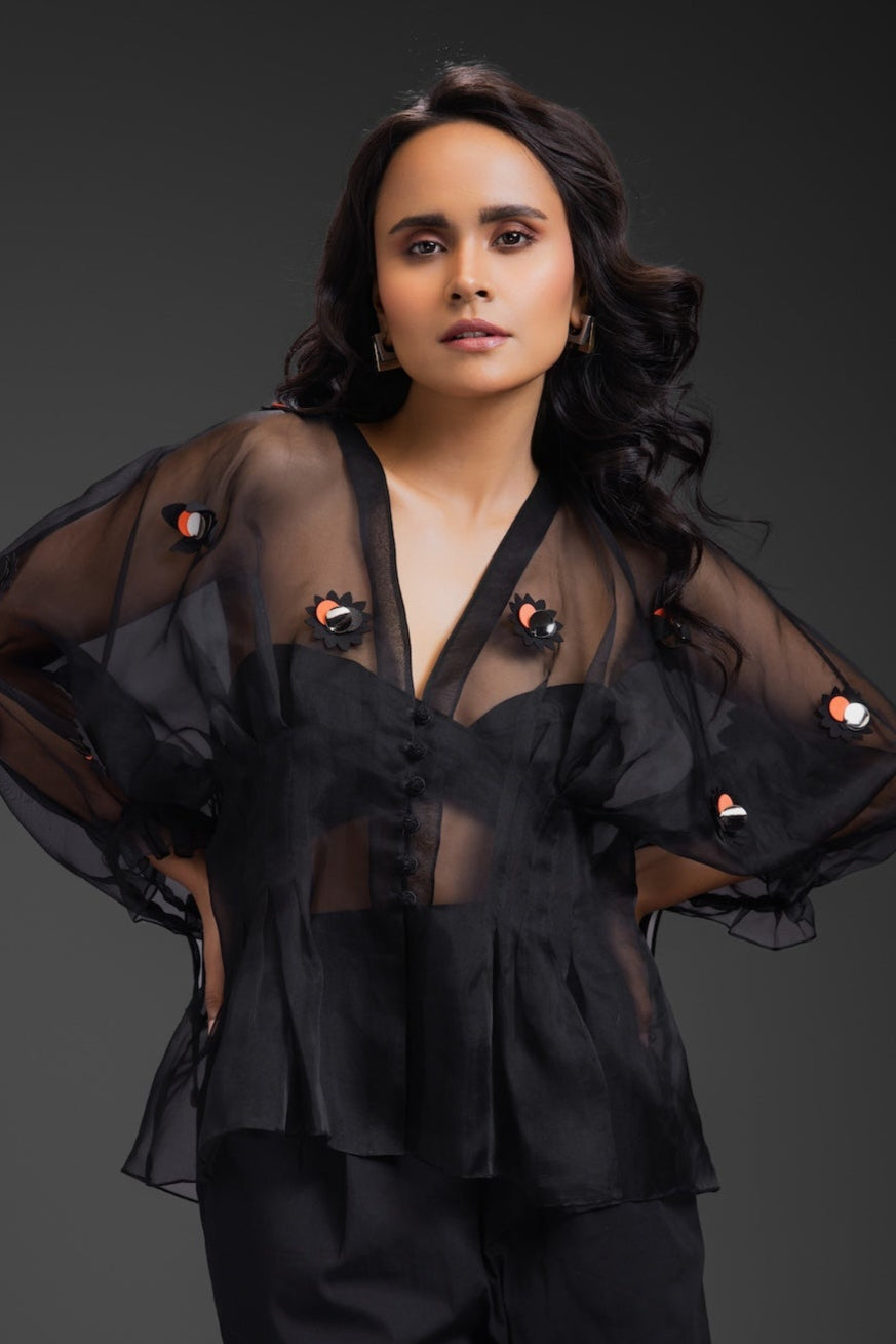 Black Sheer Top
