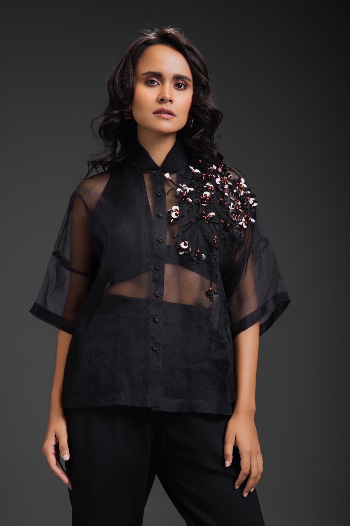 Black Sheer Top Paired With Pant