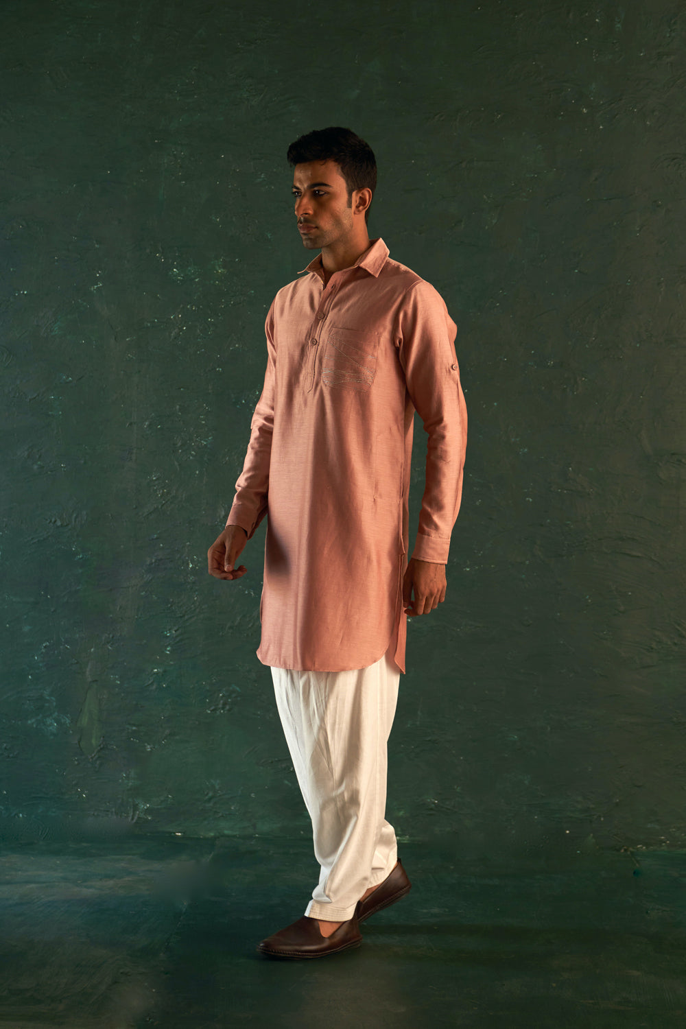 Midas Old Rose Pathani Kurta With Salwar- Set Of 2