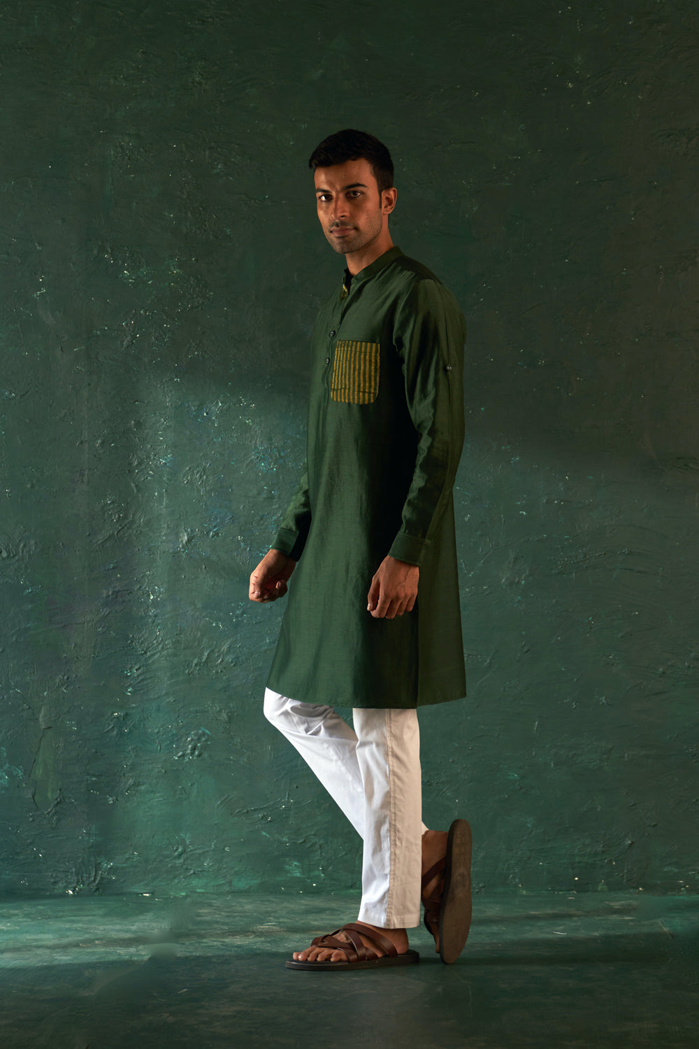 Midas Deep Green Kurta With Pant- Set Of 2