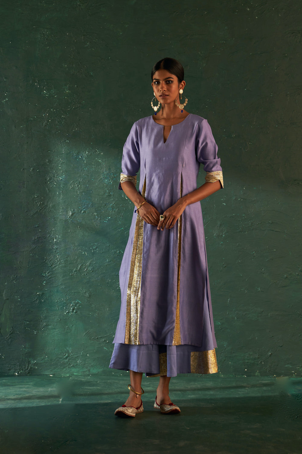 Midas Lavender Chanderi Kurta - Set Of 3