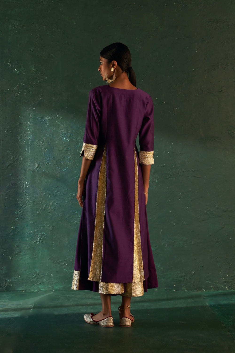 Midas Purple Chanderi Kurta - Set Of 3