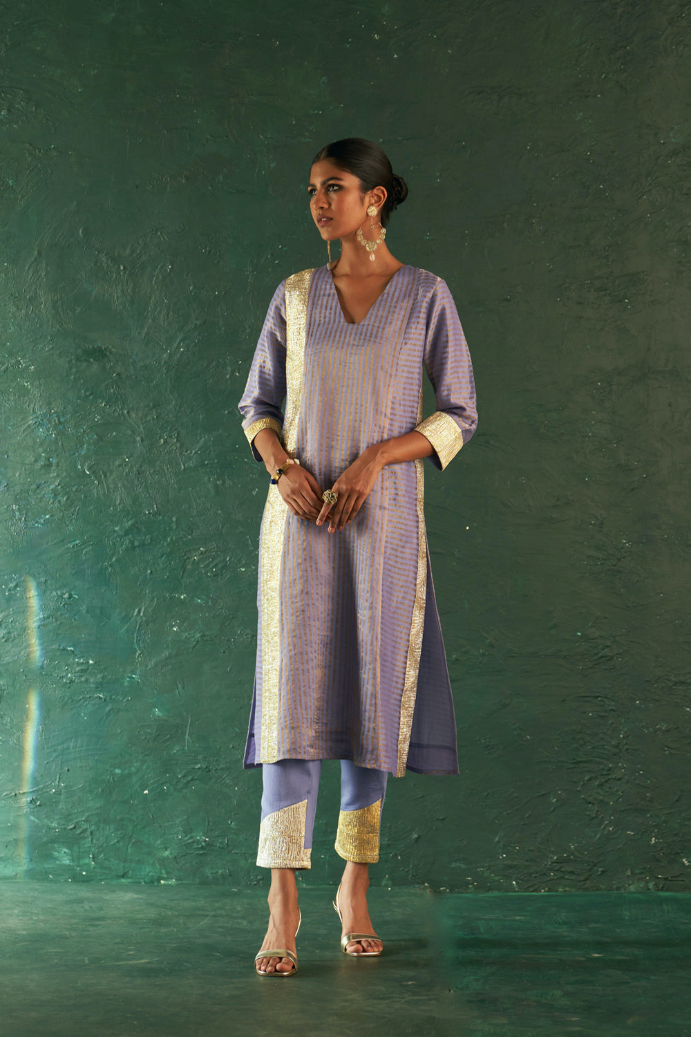 Midas Lavender Stripes Kurta - Set Of 3