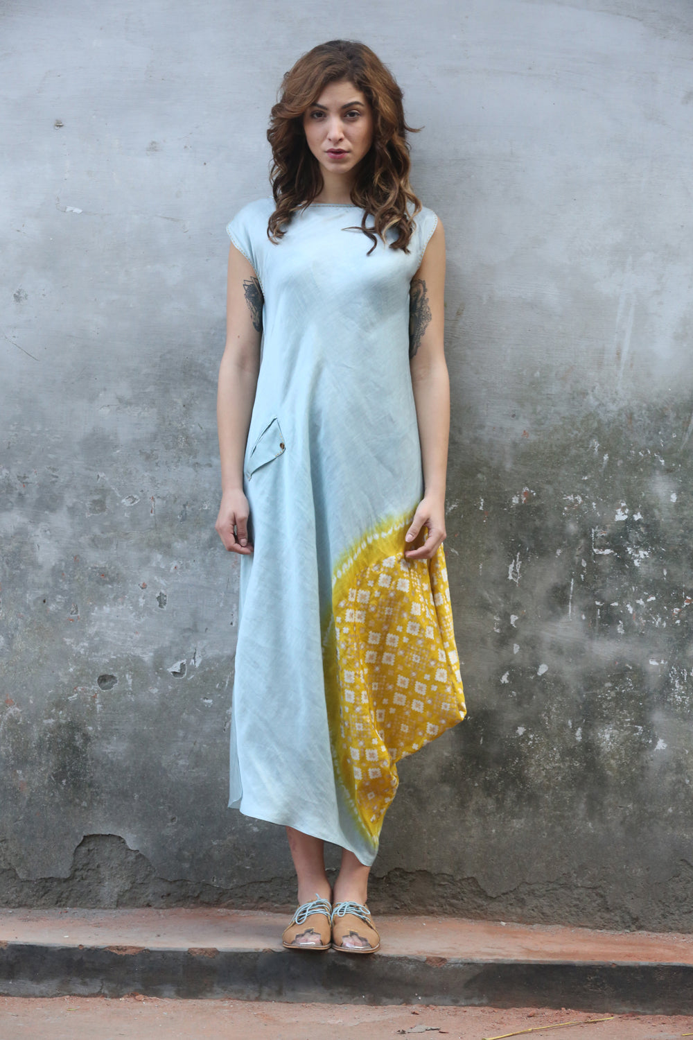 Blue Cowl Kurta Dress