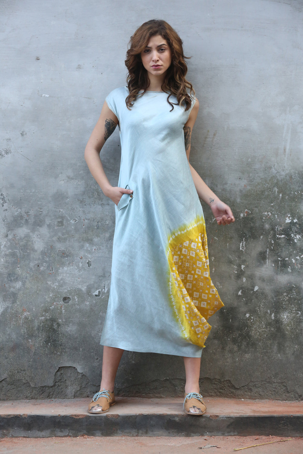 Blue Cowl Kurta Dress