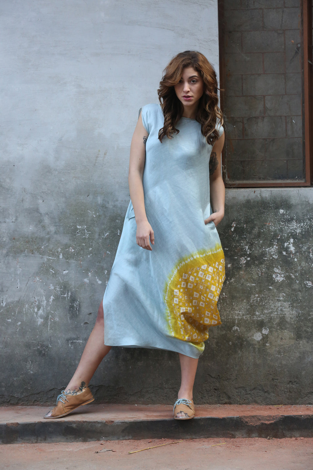 Blue Cowl Kurta Dress