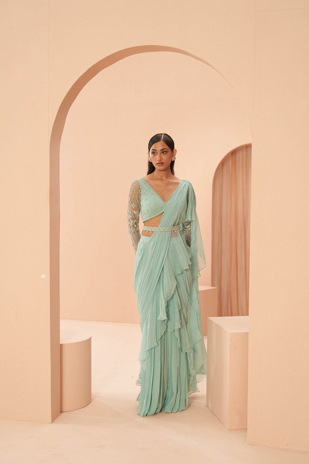 Mist Ruffle Saree