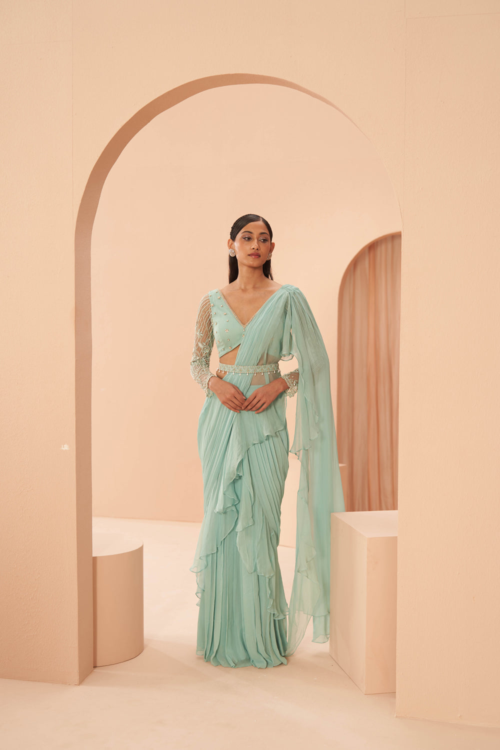 Mist Ruffle Saree