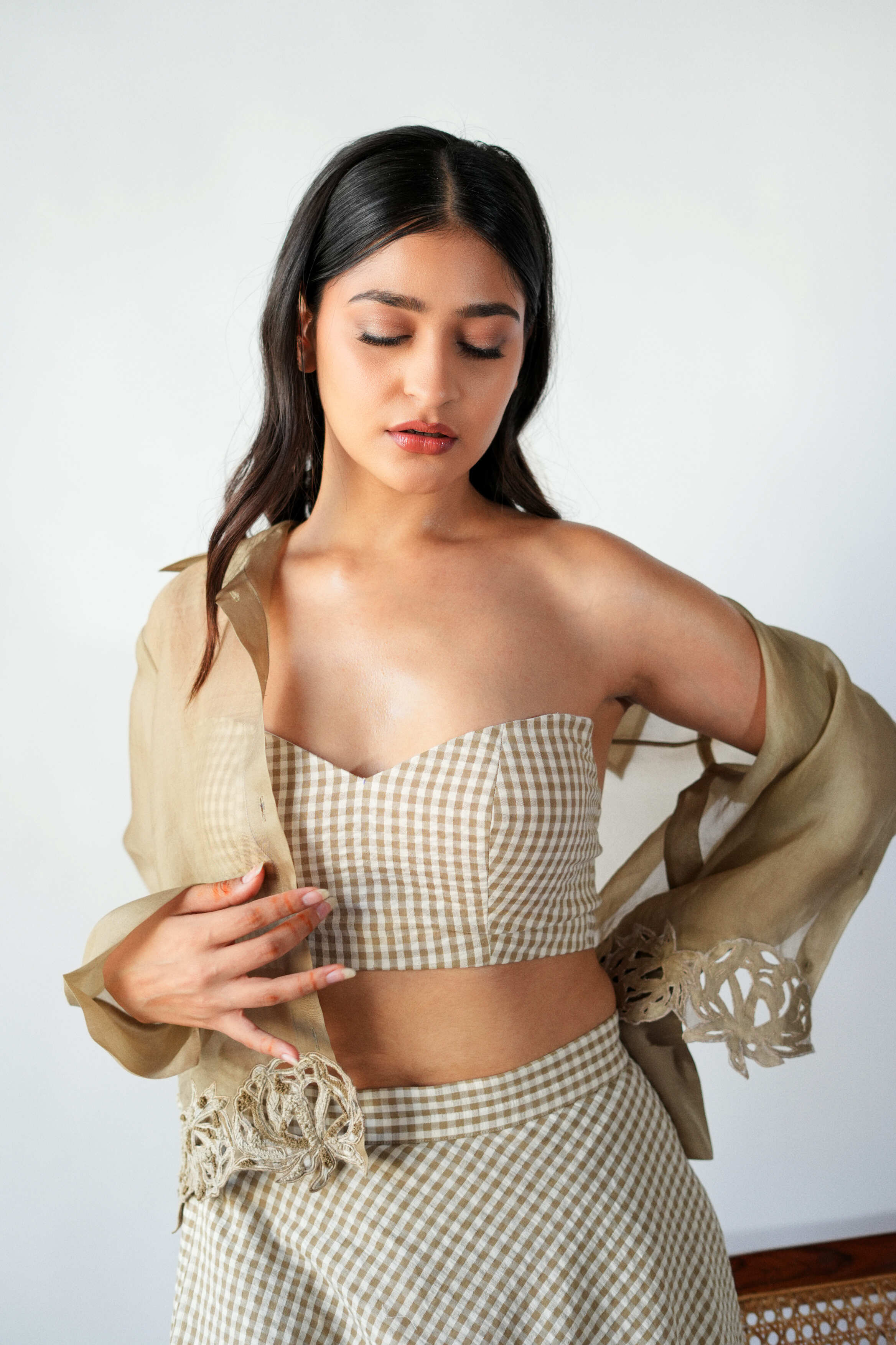 Sylvan Embroidered Peony Breezy Shirt and Flowing Skirt Set