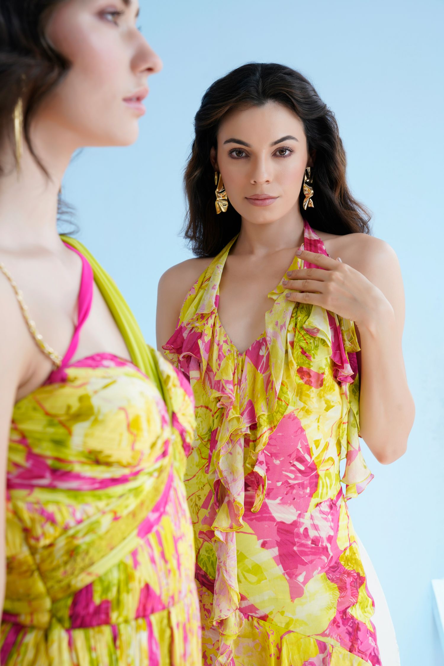 Neon Pink Floral Mini Dress