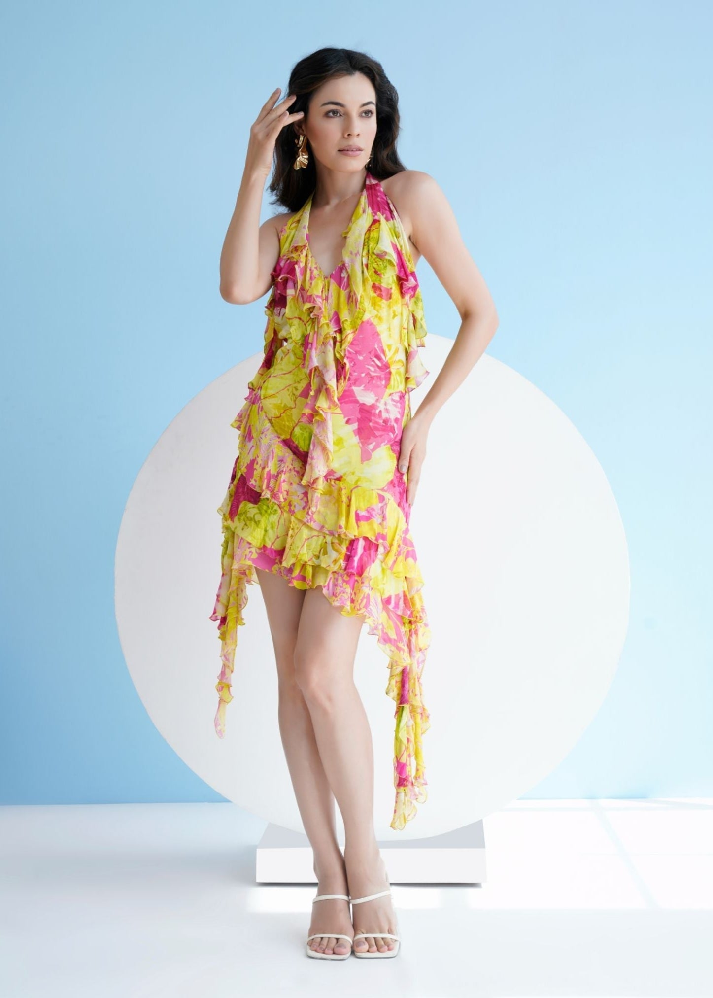 Neon Pink Floral Mini Dress