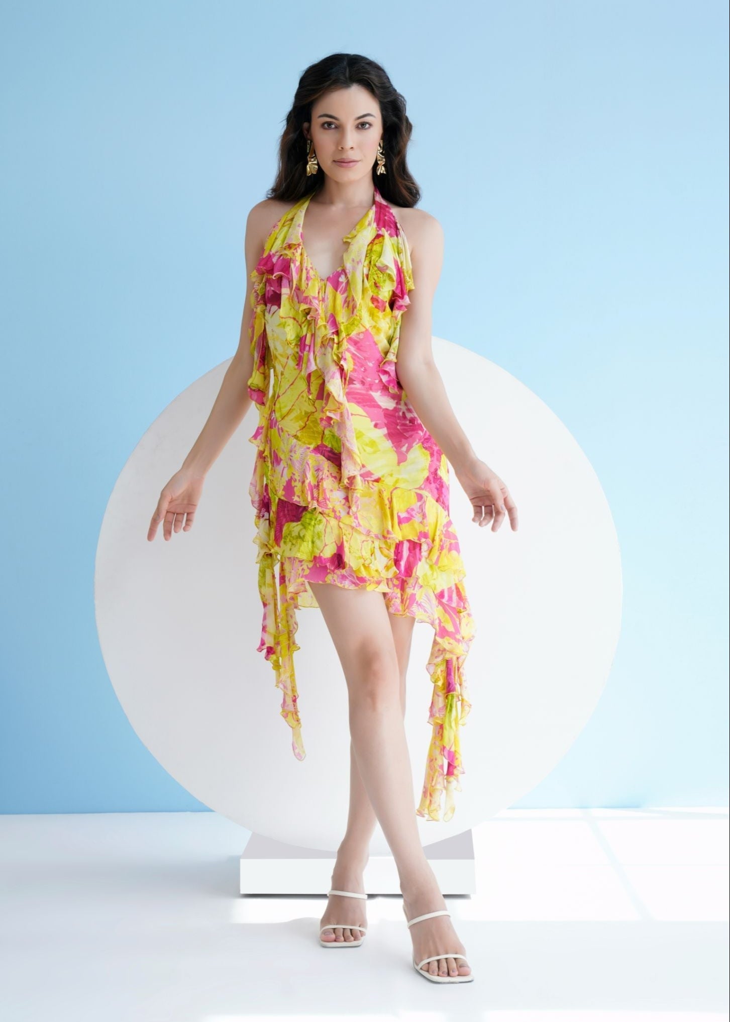 Neon Pink Floral Mini Dress