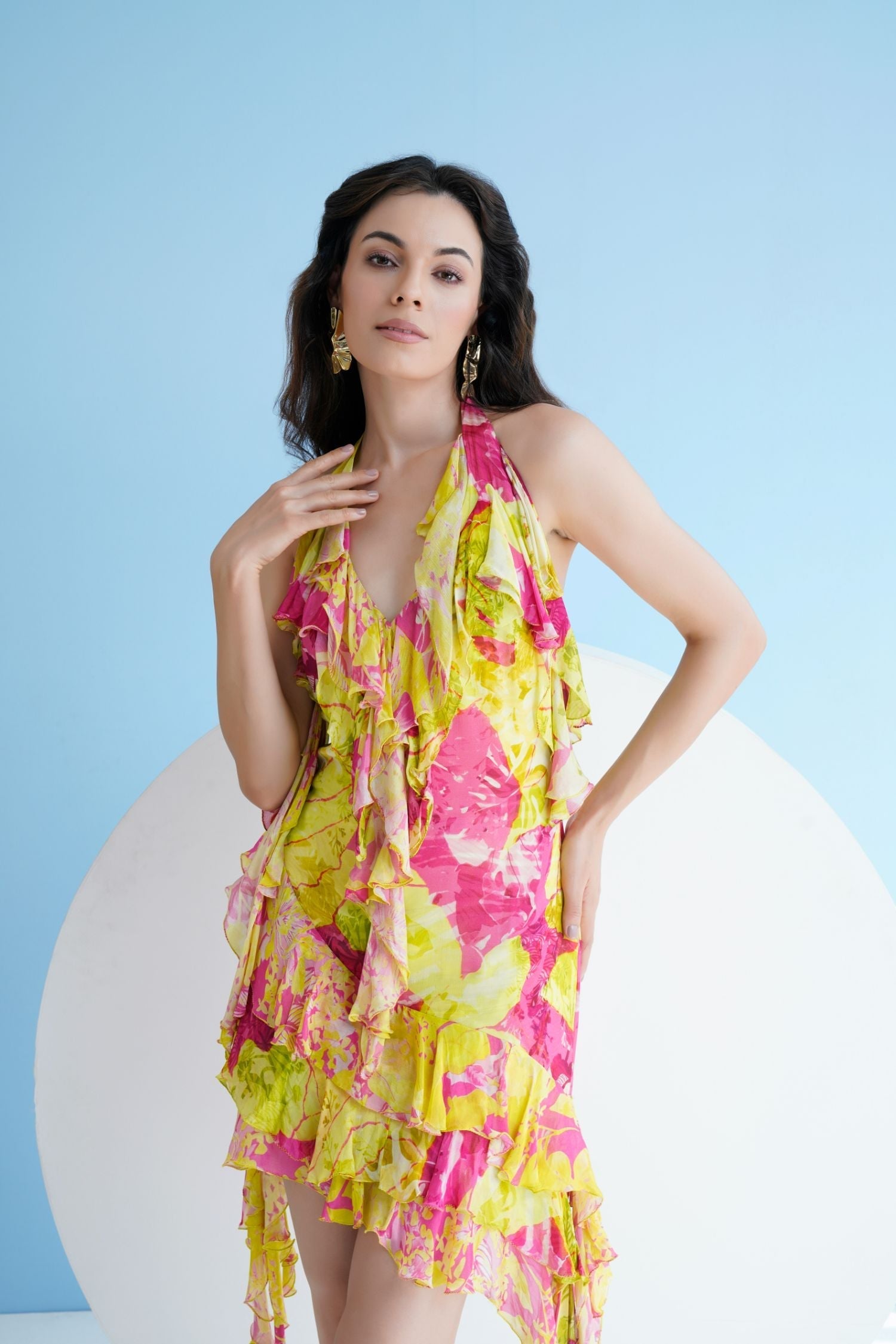 Neon Pink Floral Mini Dress
