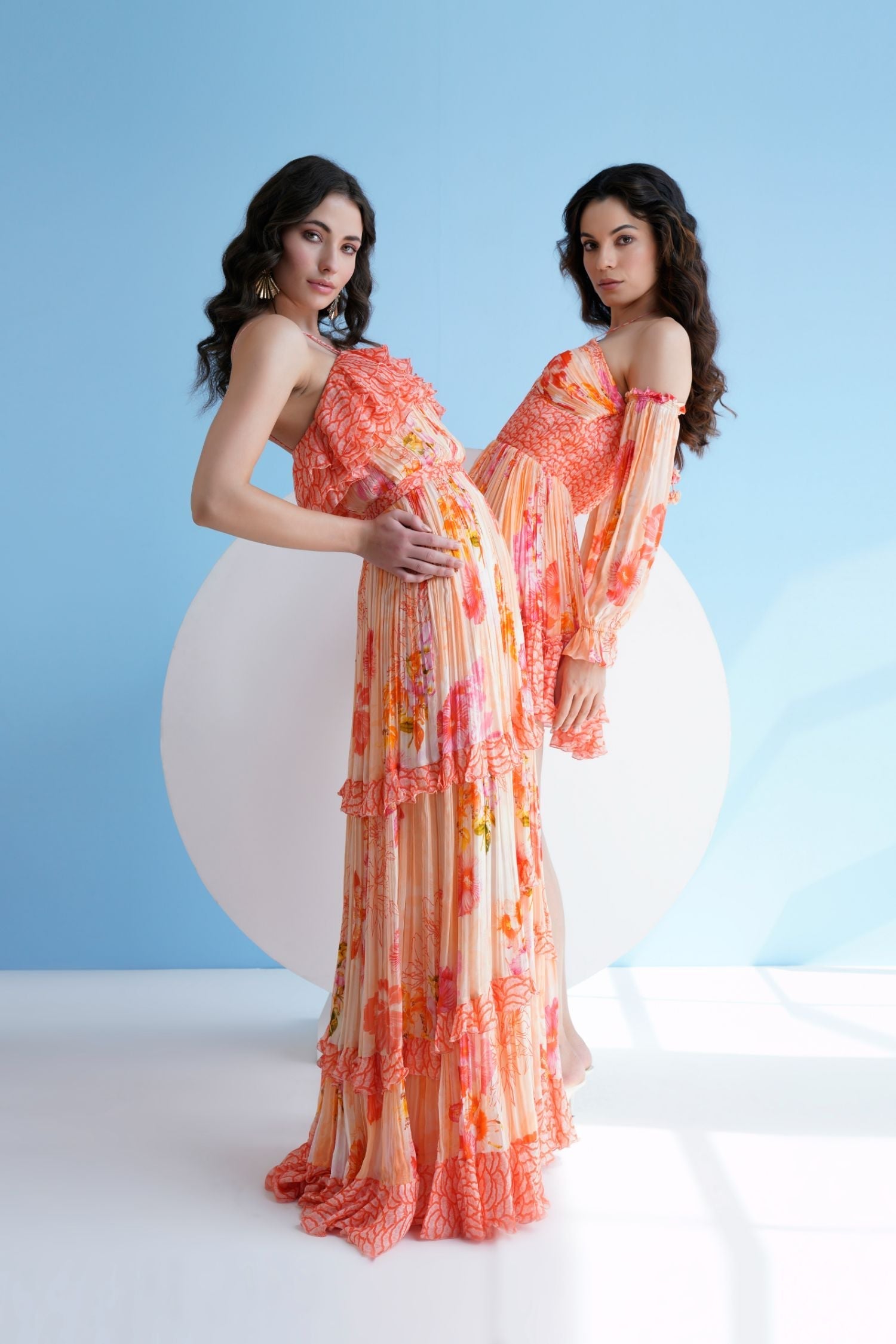Orange Pastoral Mist Mushroom Mini Dress