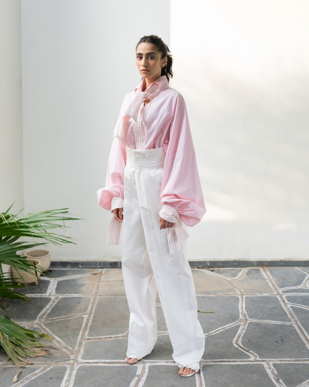 Mystic Meadow Lycra Cotton Shirt with Dramatic Balloon Sleeves