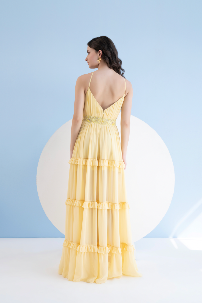 Yellow Halter Neck Maxi Dress