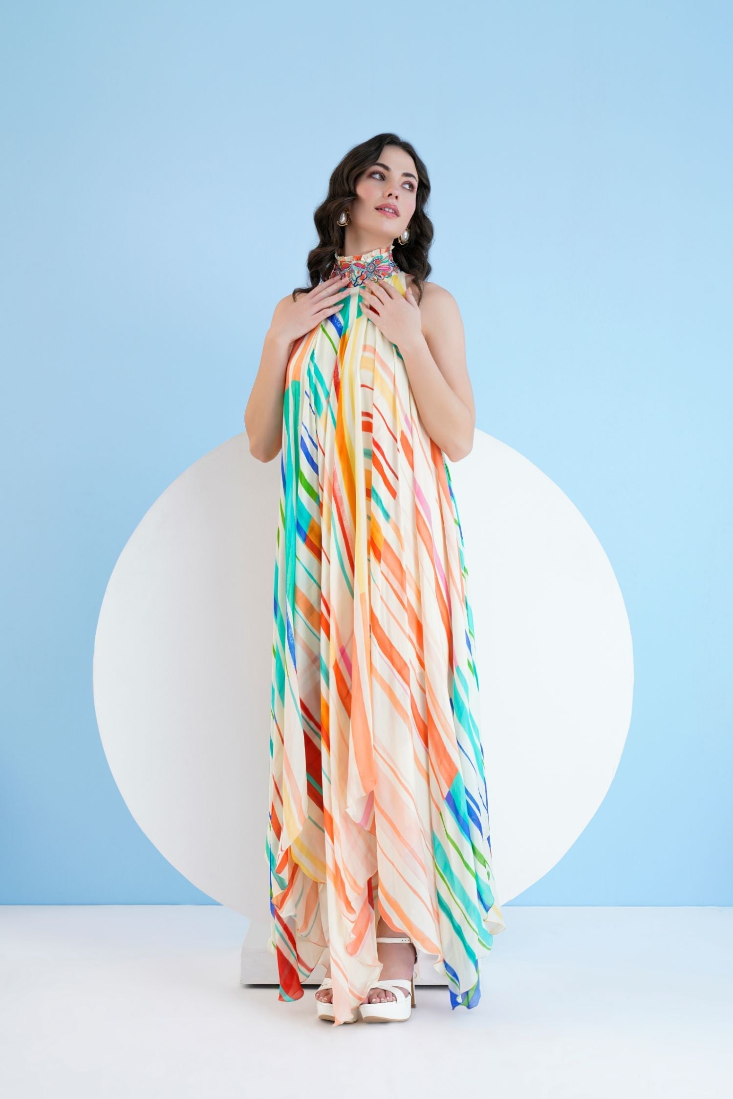 Multi Mystic Line Asymmetric Dress