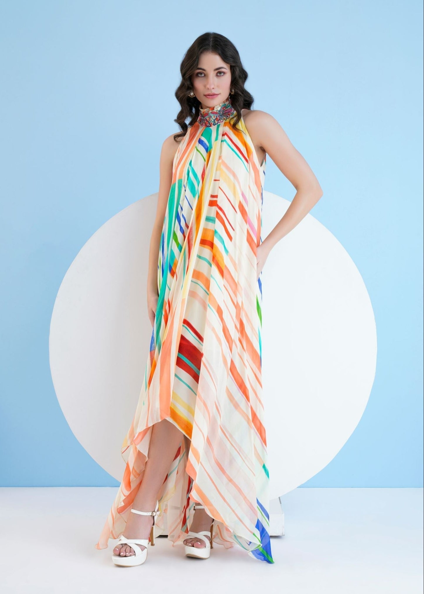Multi Mystic Line Asymmetric Dress