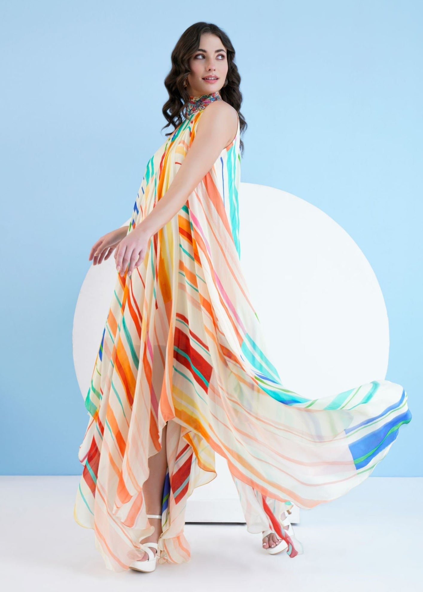 Multi Mystic Line Asymmetric Dress