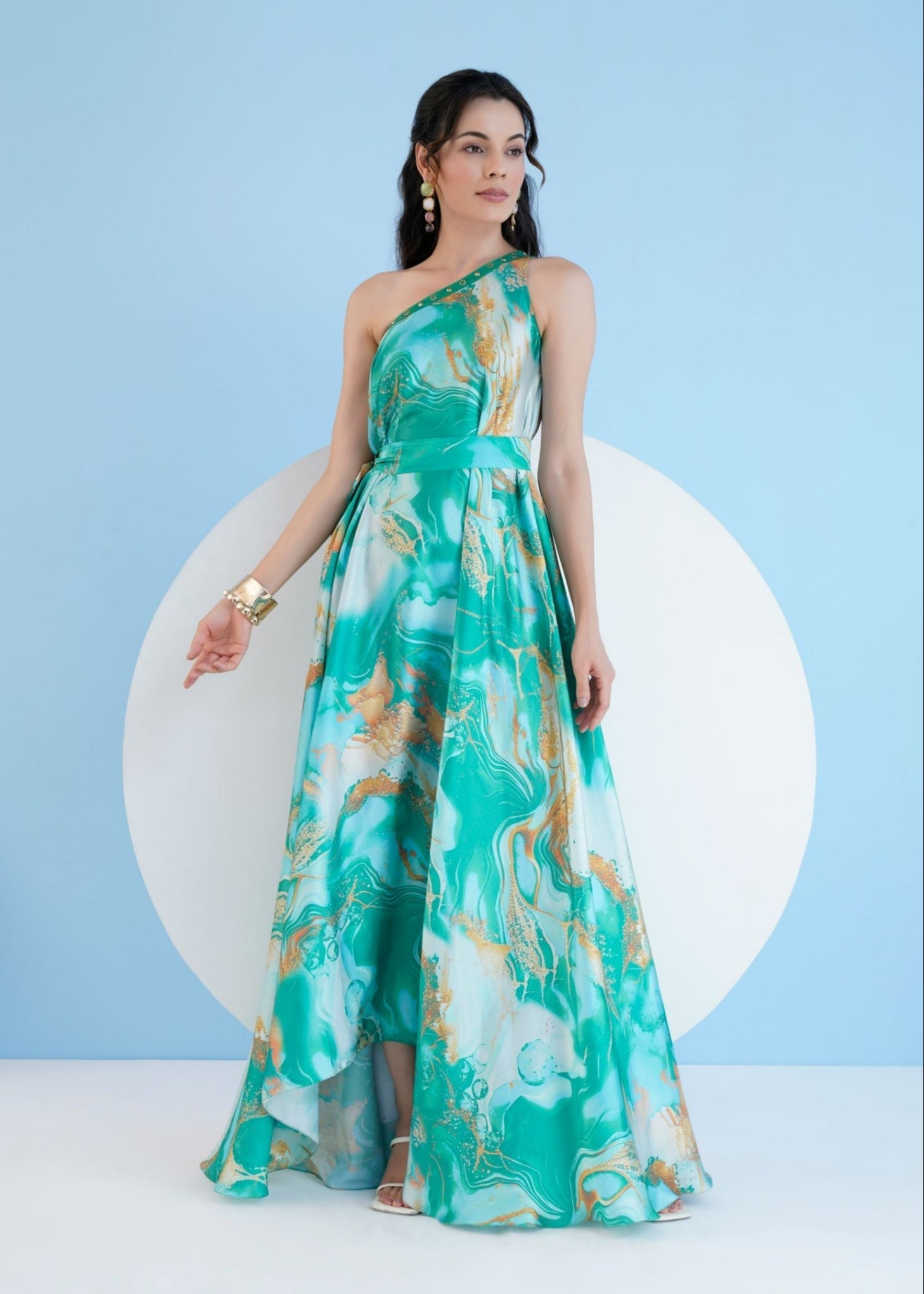 Green Trippy Romance Kaftan Dress