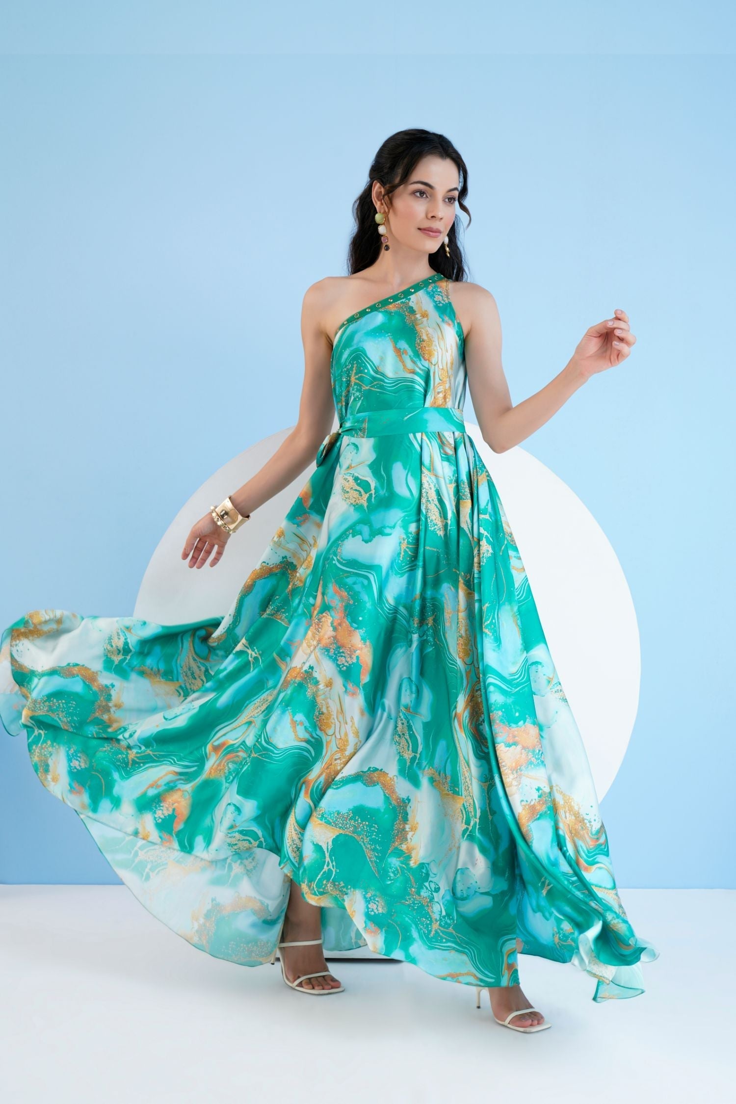 Green Trippy Romance Kaftan Dress