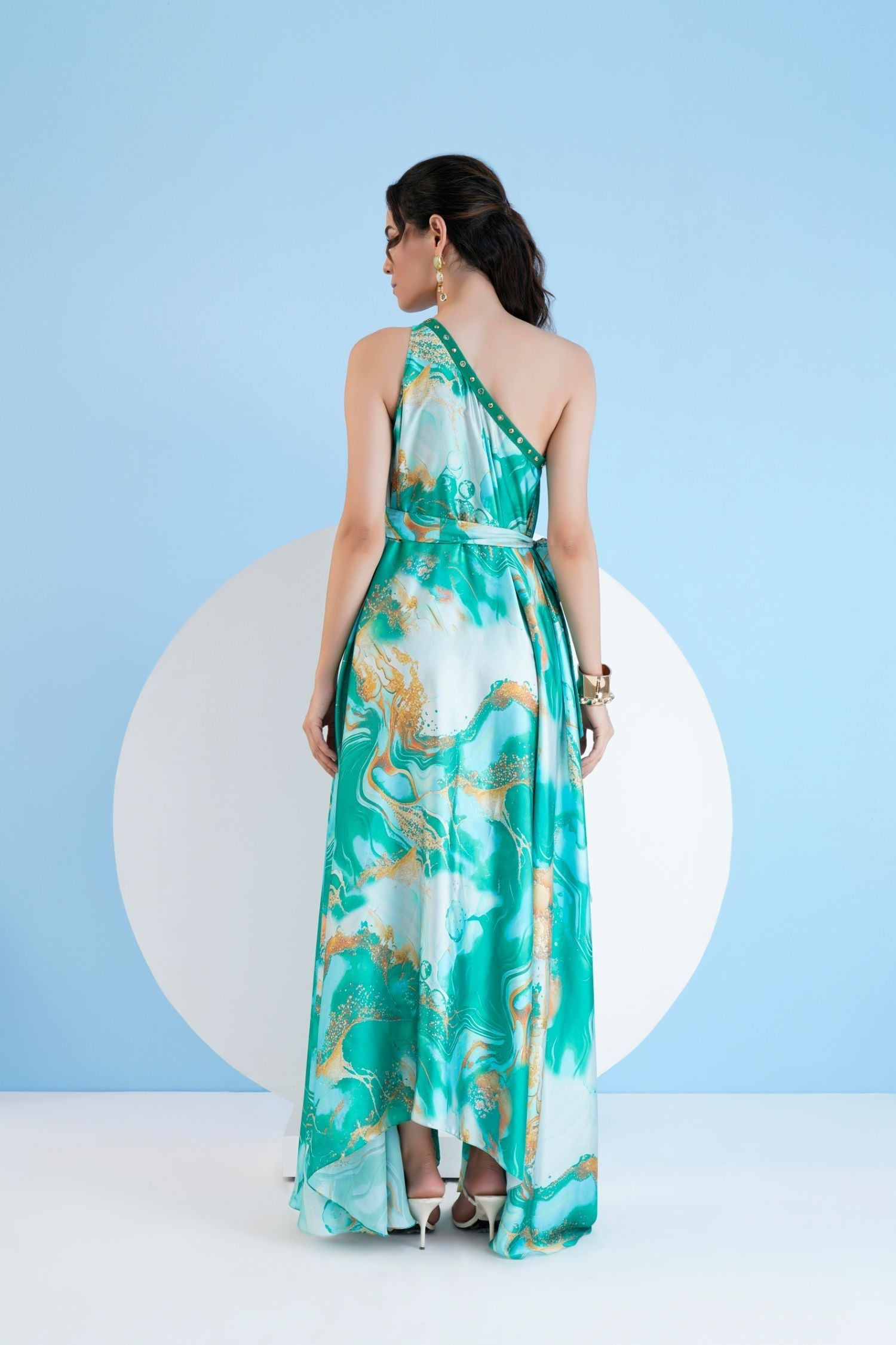 Green Trippy Romance Kaftan Dress