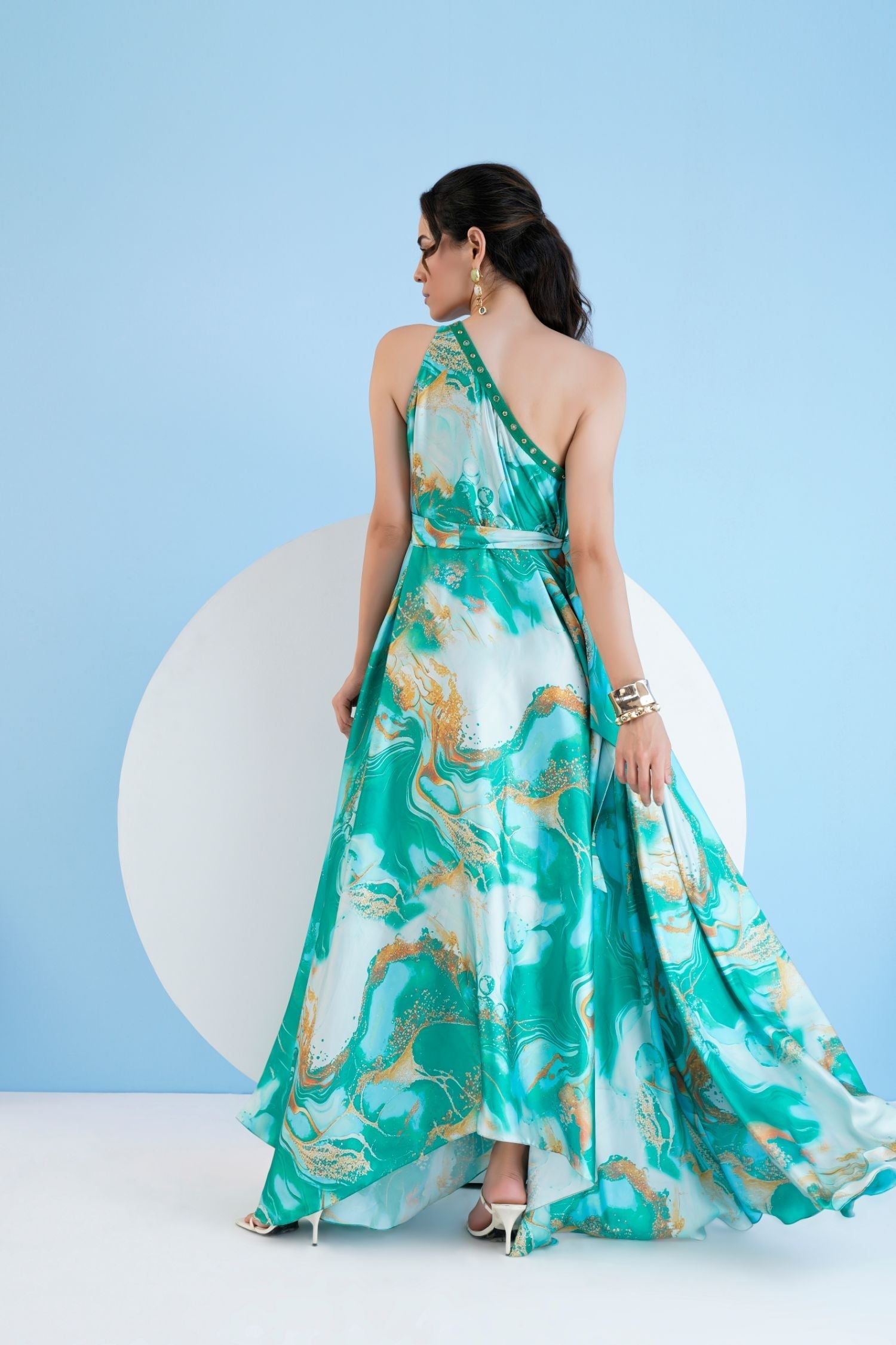 Green Trippy Romance Kaftan Dress