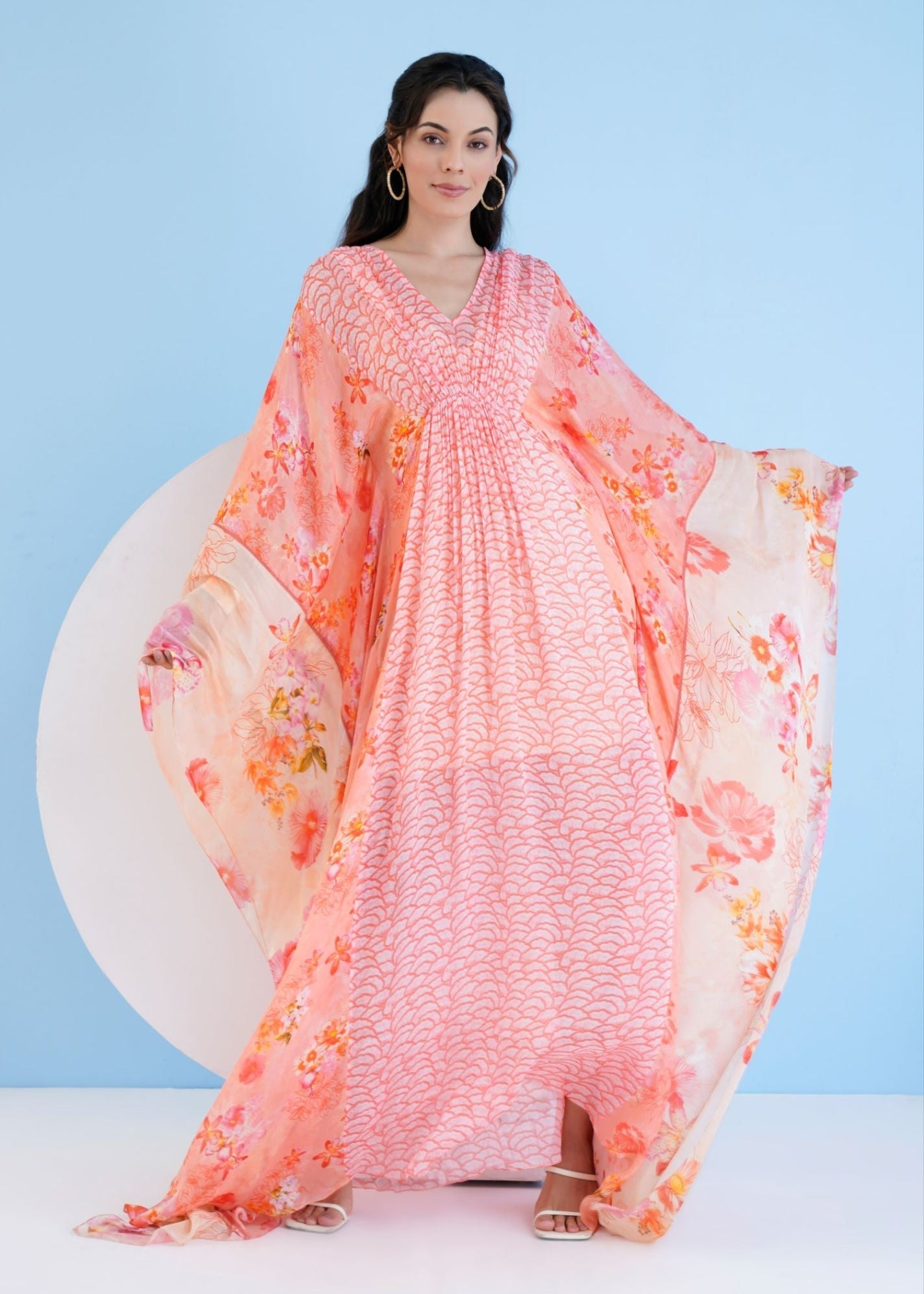 Mushroom and Pastoral Kaftan Dress