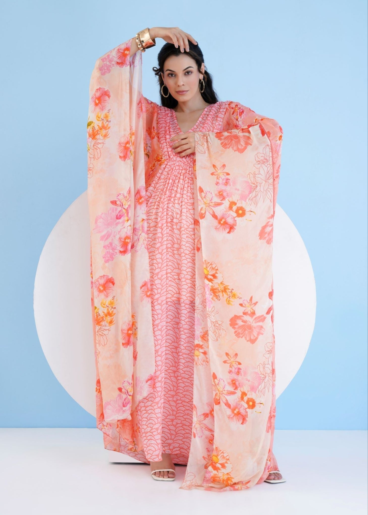 Mushroom and Pastoral Kaftan Dress