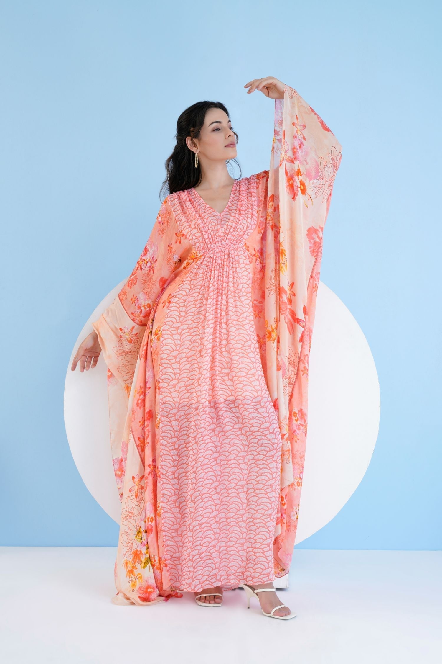 Mushroom and Pastoral Kaftan Dress