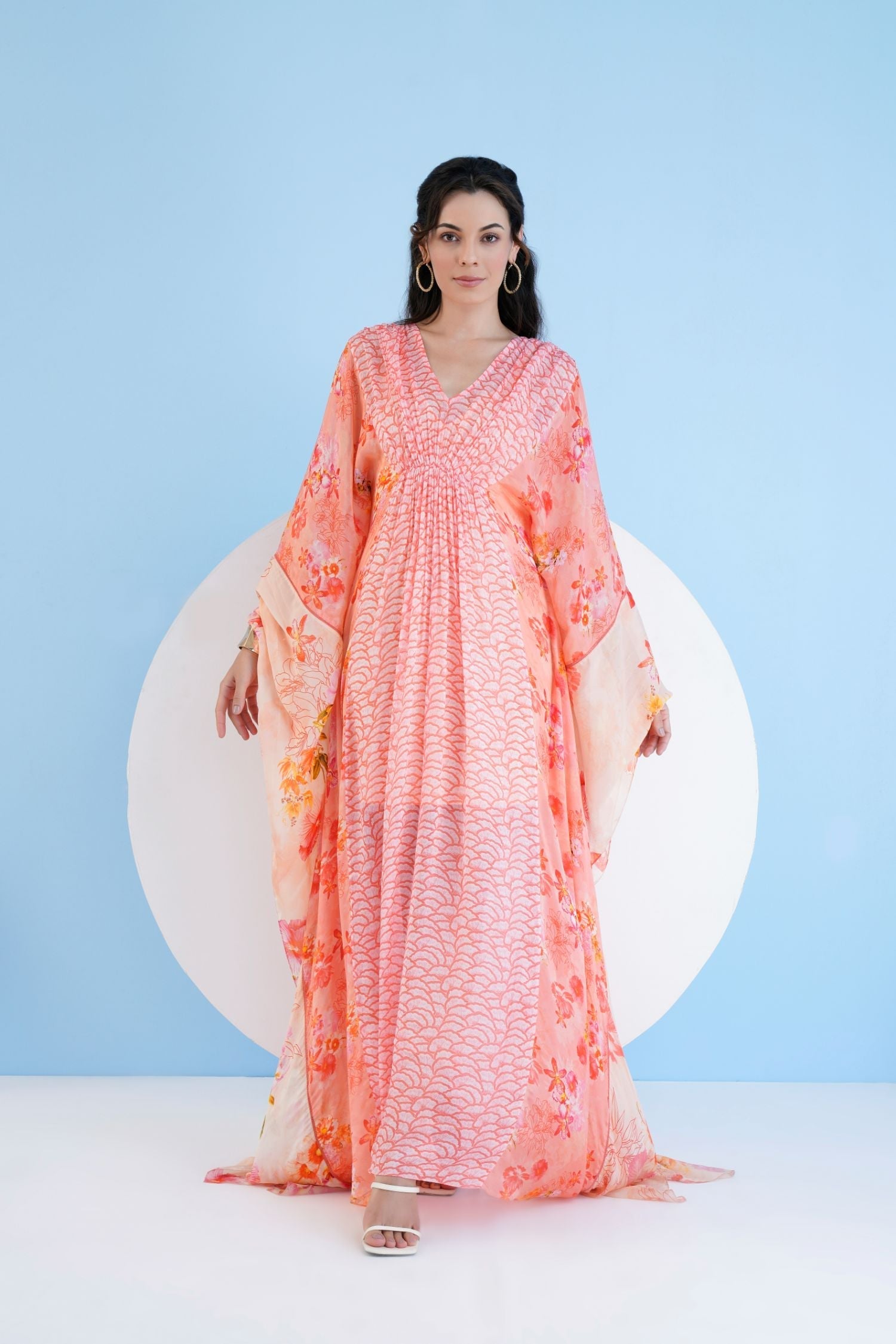 Mushroom and Pastoral Kaftan Dress