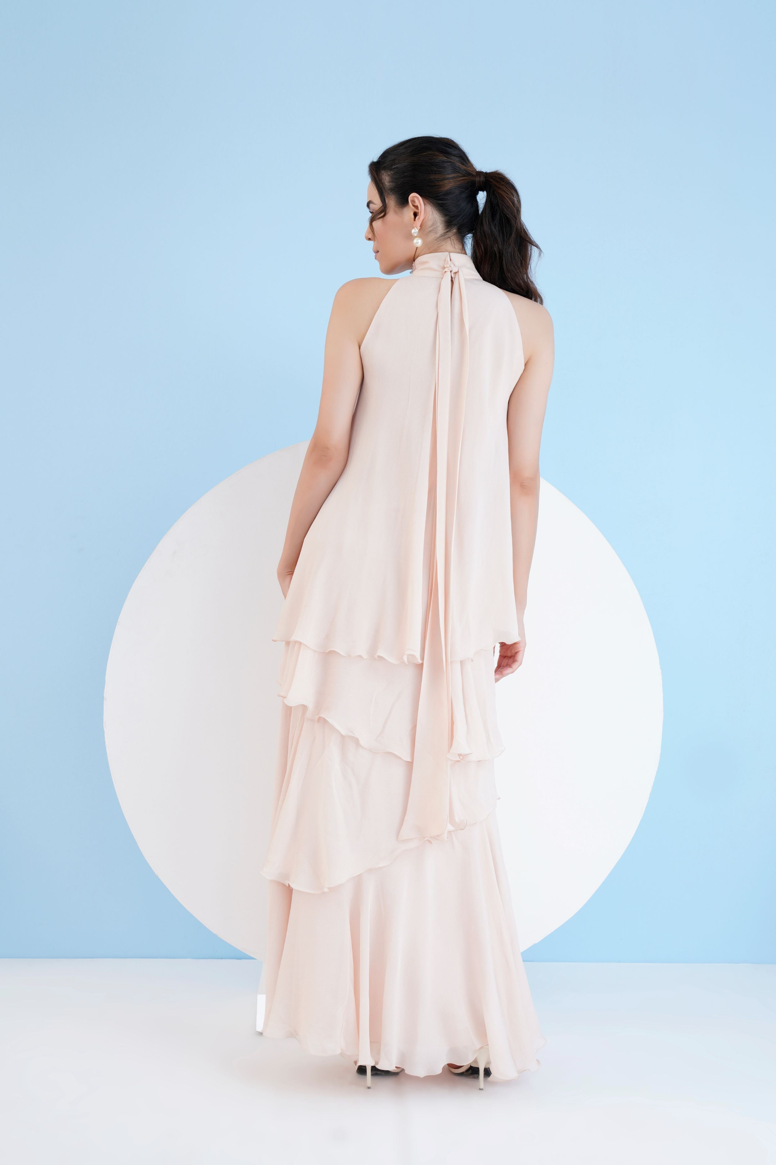 Nude Tiered Maxi Dress