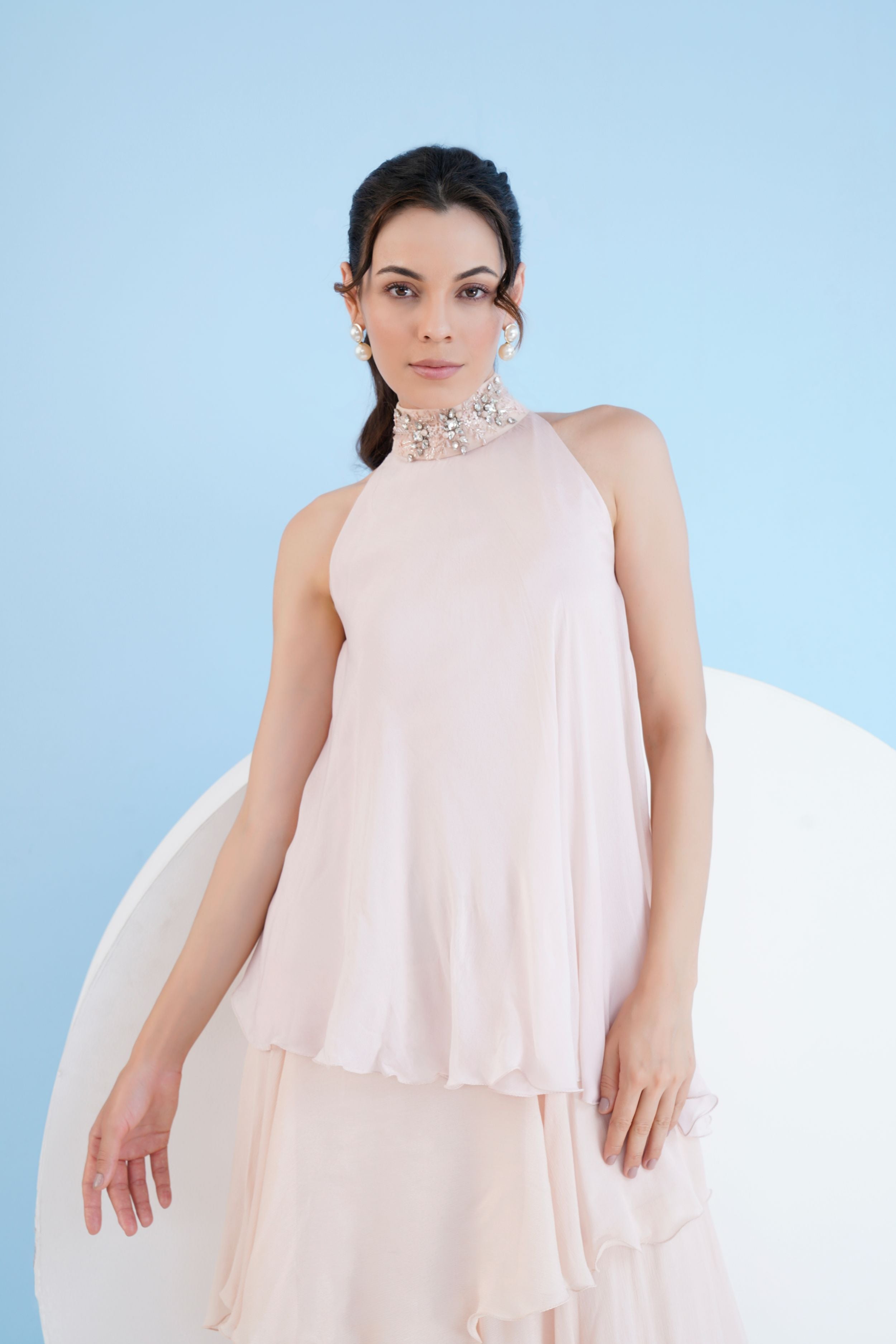 Nude Tiered Maxi Dress