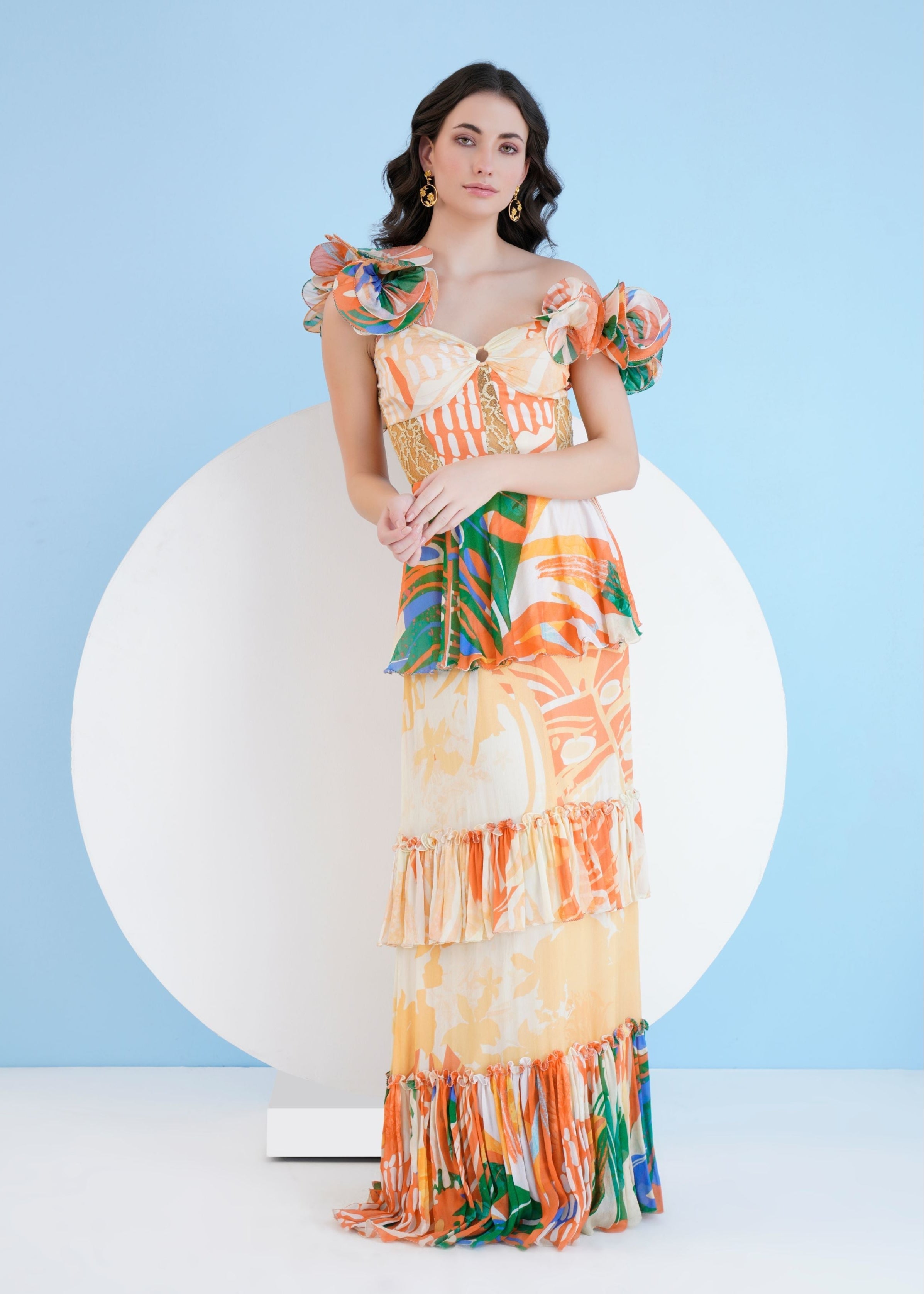 Mysterious Tropic Tiered Maxi Dress