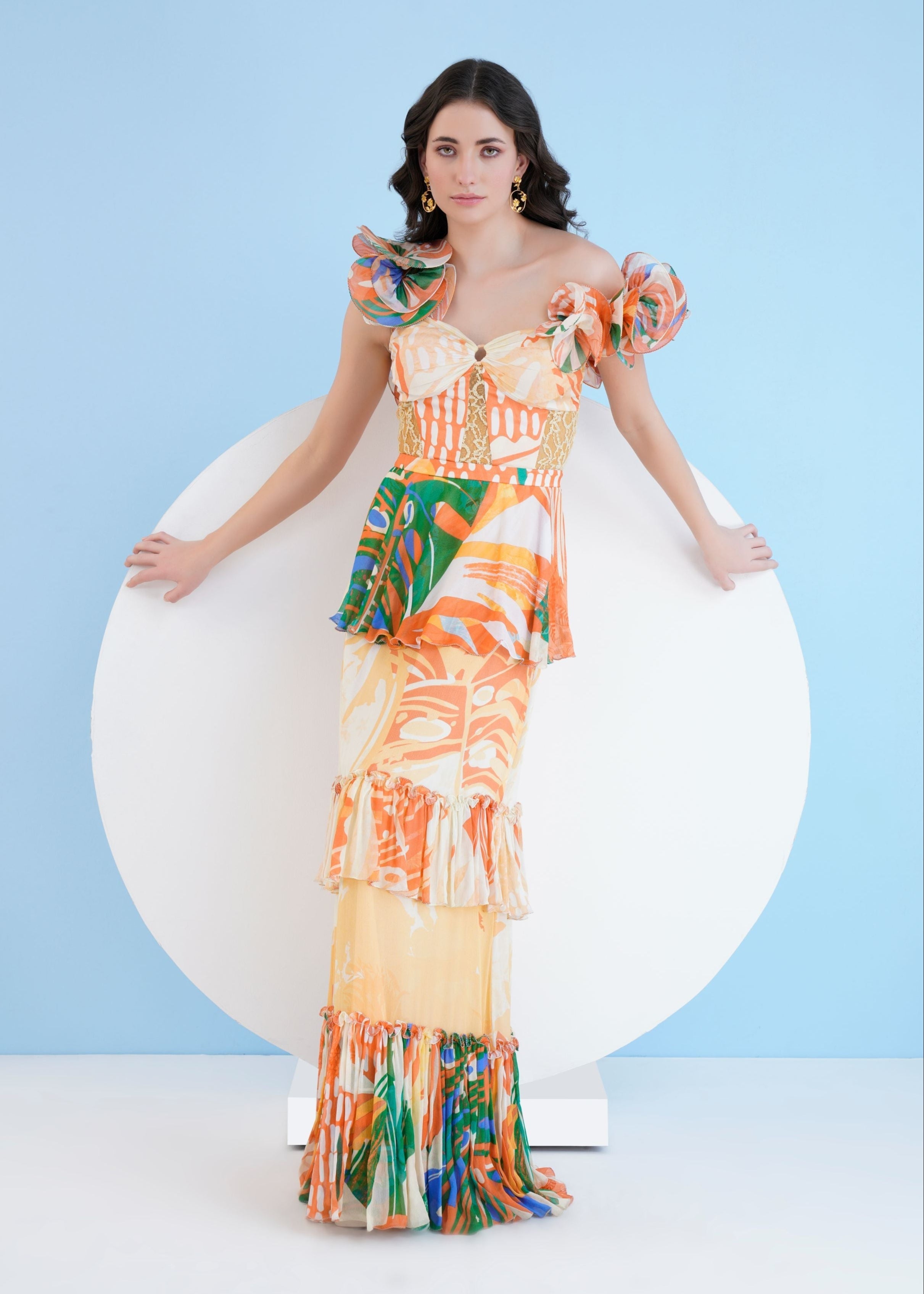 Mysterious Tropic Tiered Maxi Dress
