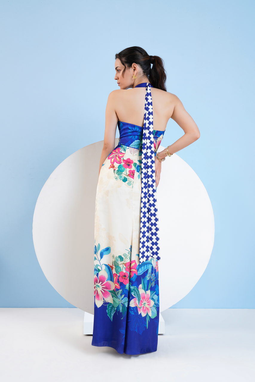 Floral Expression Halter Maxi Dress