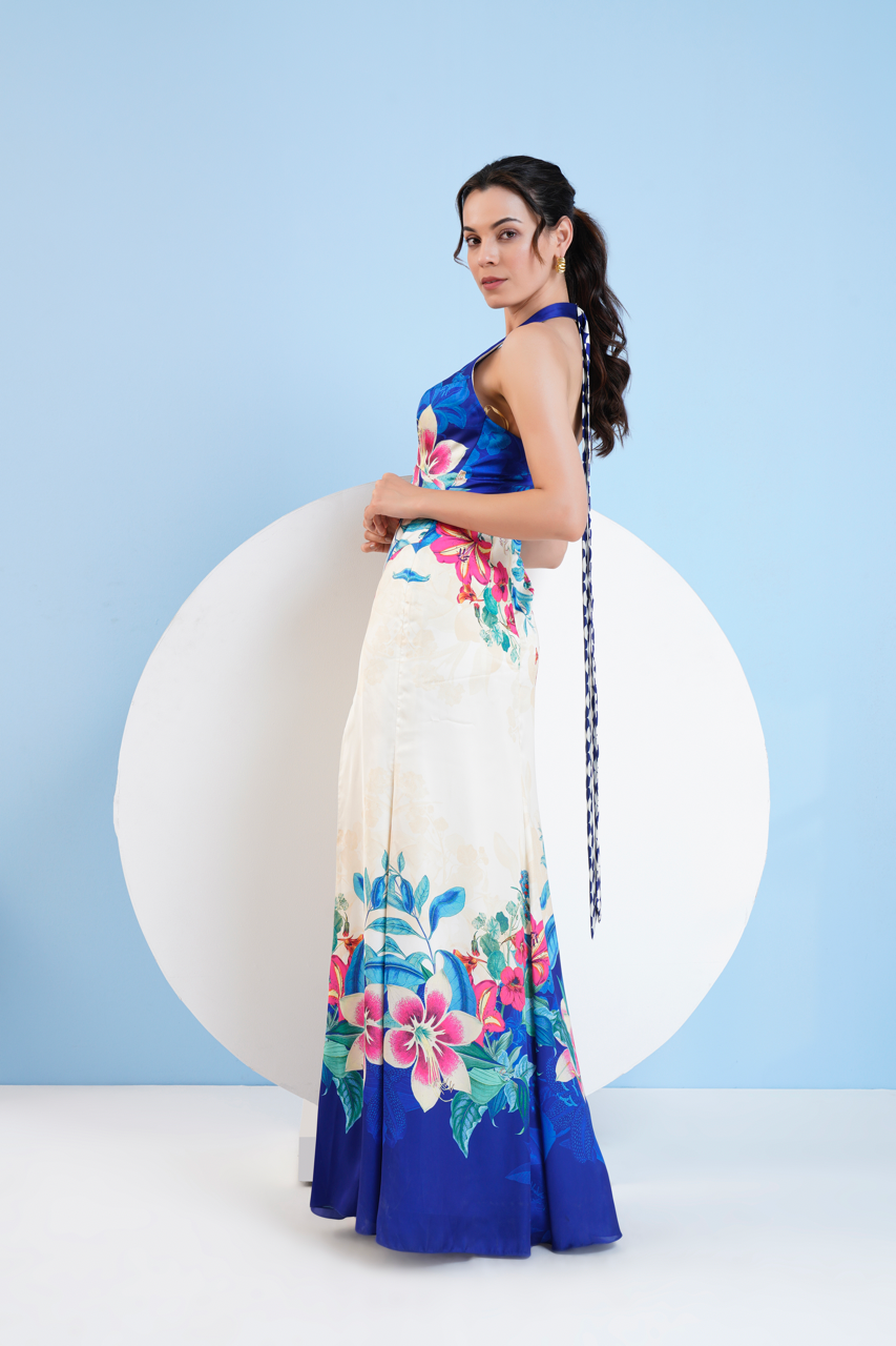 Floral Expression Halter Maxi Dress