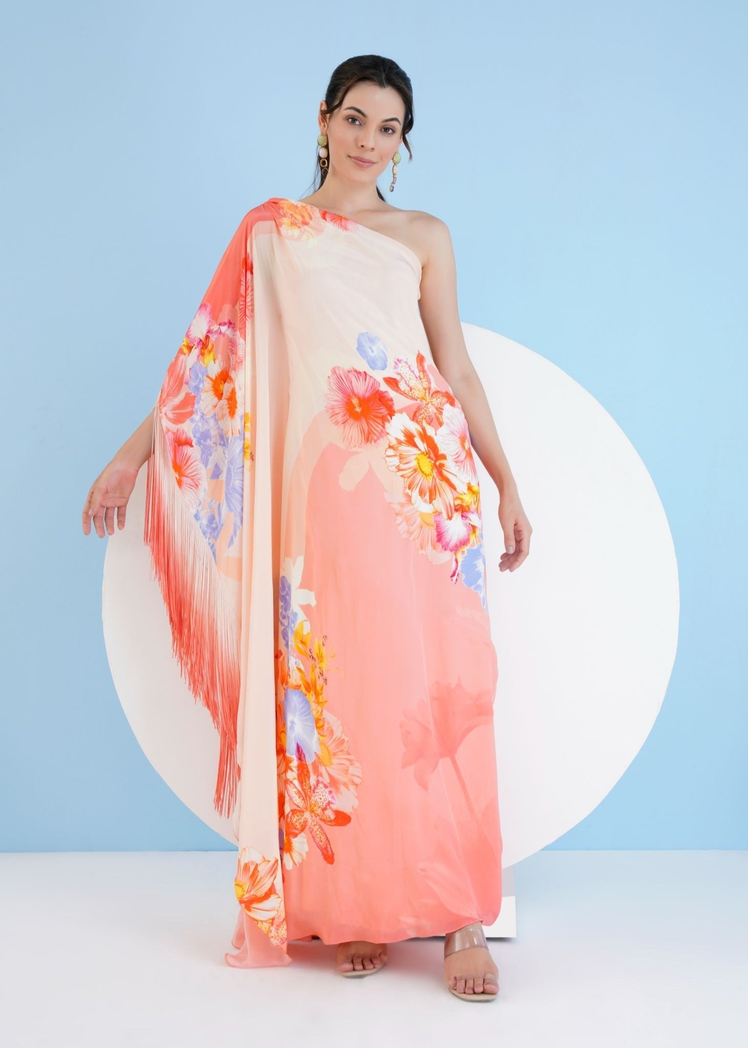Peach Damsel Kaftan Dress